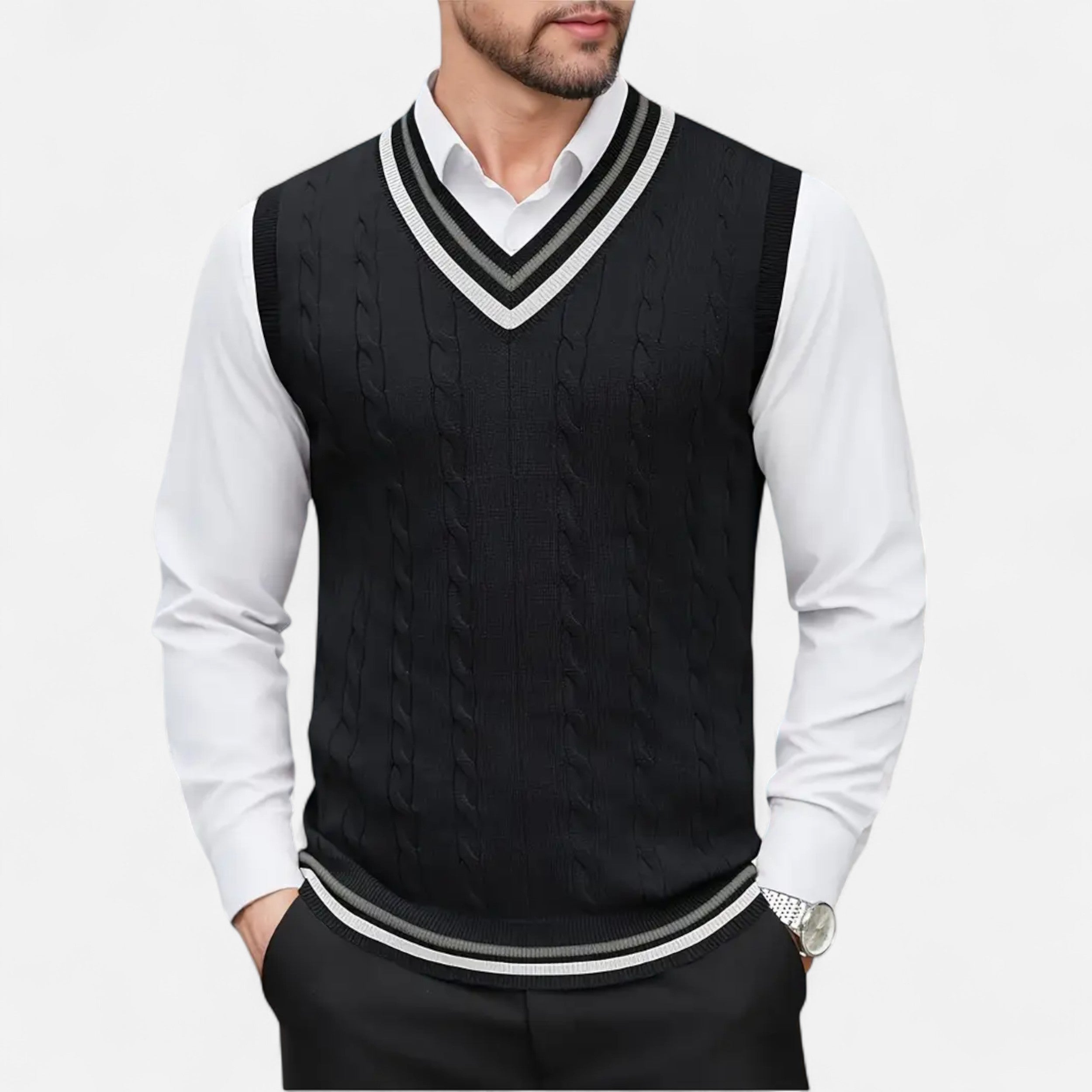 Lurvain | Men’s Knitted V-Neck Vest – Heritage Layers
