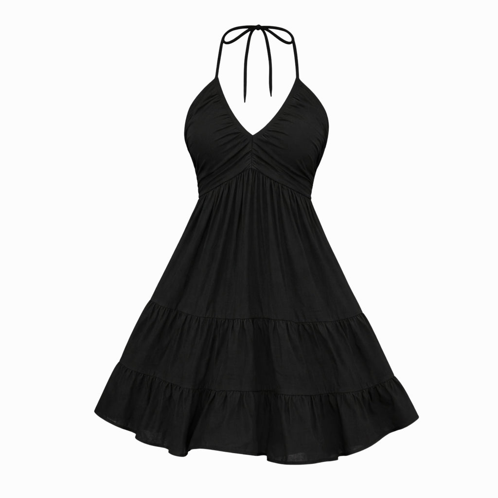 Alveraine | Women’s Boho Beach Dress – Tiered Open-Back Summer Style