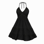 Alveraine | Women’s Boho Beach Dress – Tiered Open-Back Summer Style