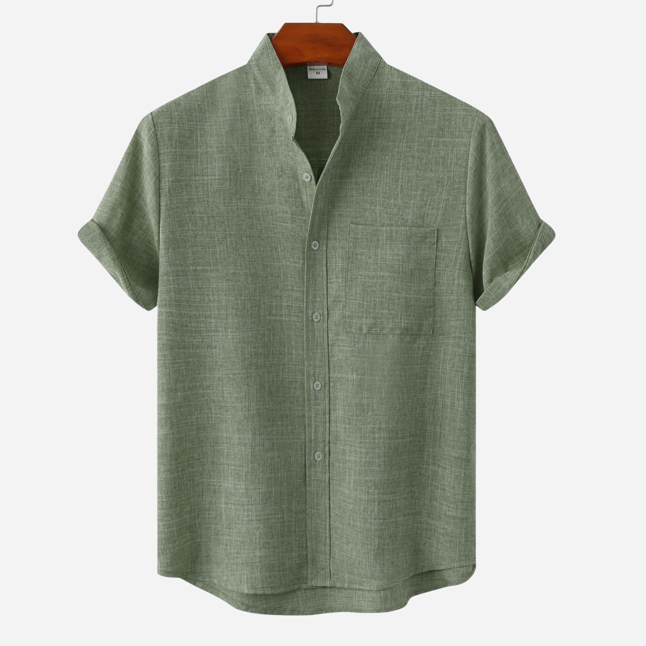 Alveraine | Men’s Cotton Linen Short Sleeve Shirt – Summer Casual Style