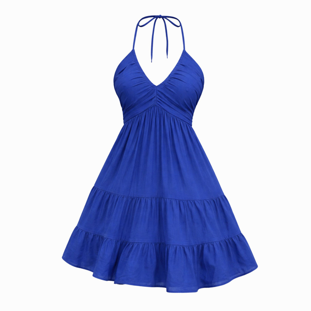 Alveraine | Women’s Boho Beach Dress – Tiered Open-Back Summer Style