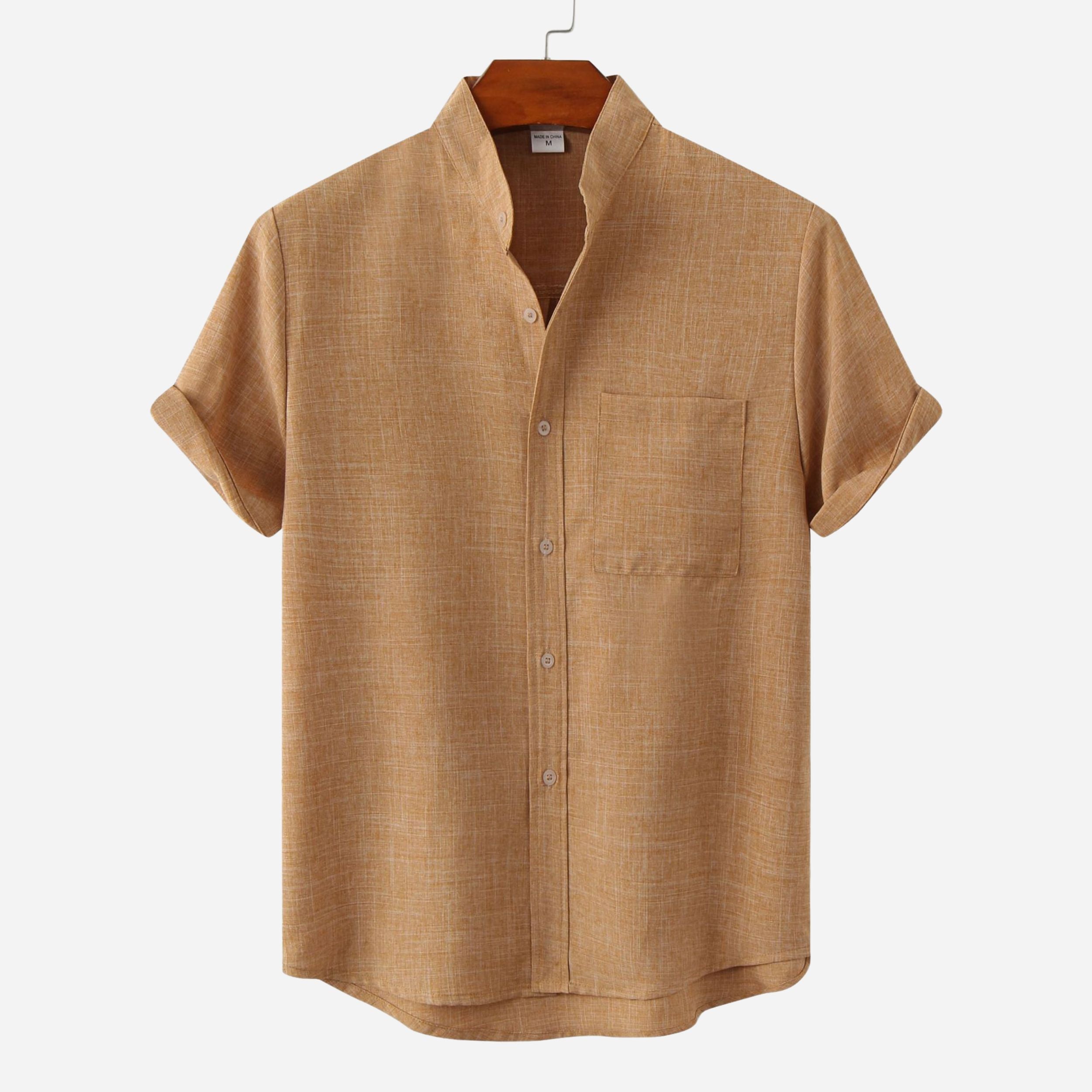 Alveraine | Men’s Cotton Linen Short Sleeve Shirt – Summer Casual Style