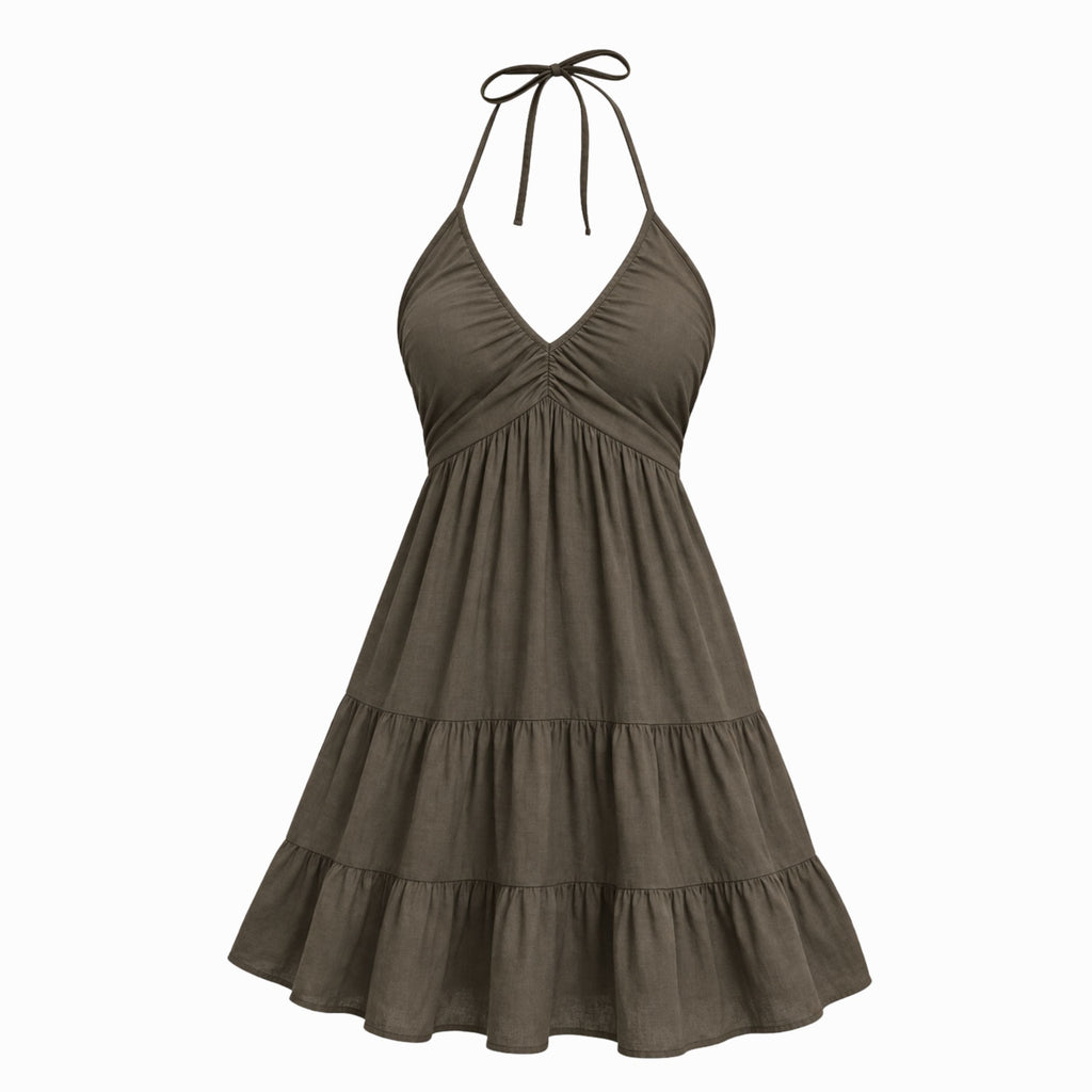 Alveraine | Women’s Boho Beach Dress – Tiered Open-Back Summer Style