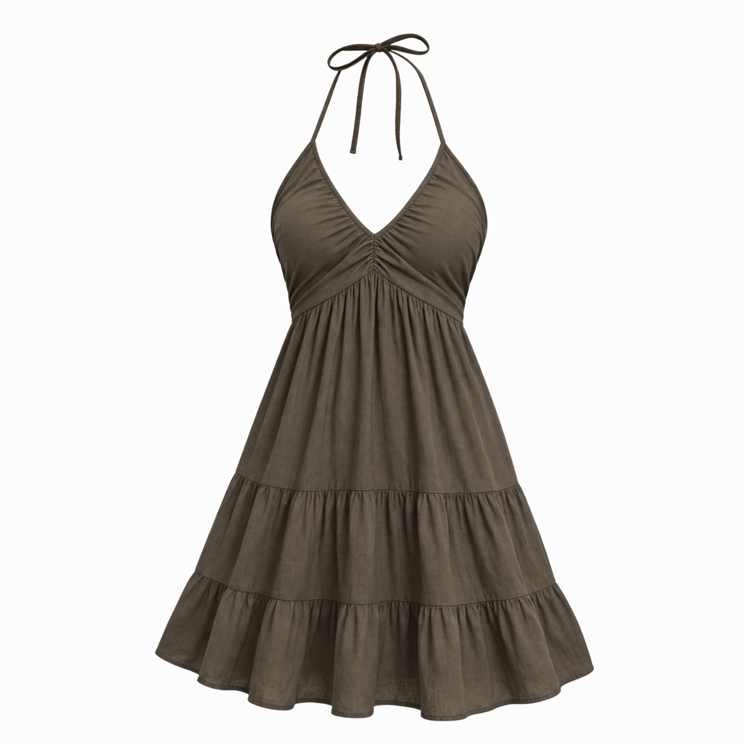 Alveraine | Women’s Boho Beach Dress – Tiered Open-Back Summer Style