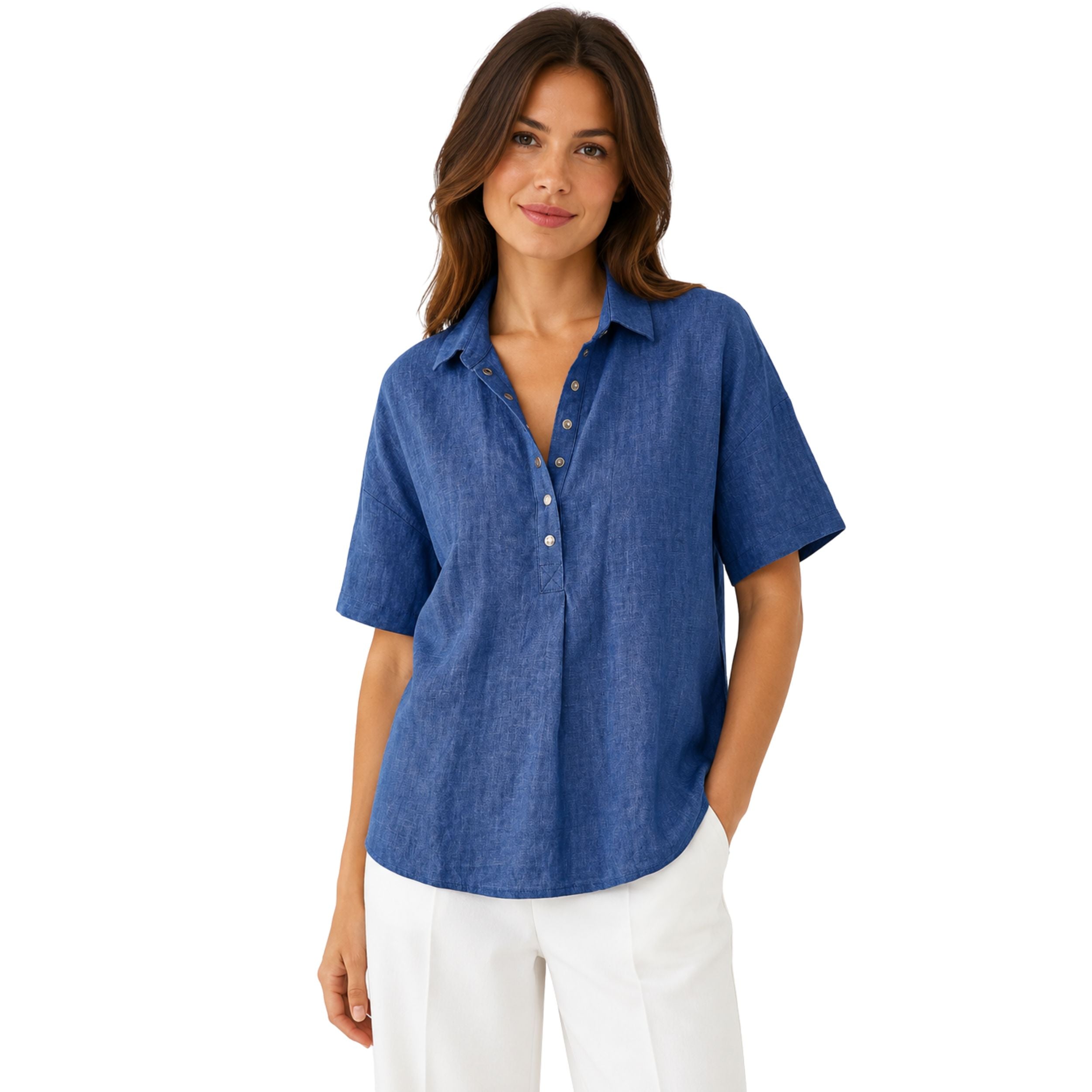 Alveraine | Women's Timeless Linen Blouse - Natural Everyday Elegance