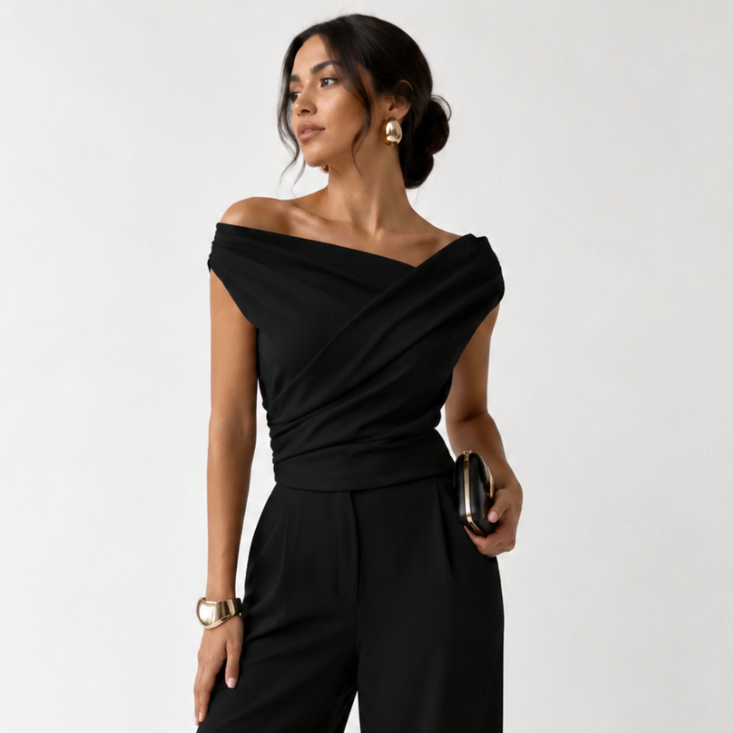 Alveraine | Women's Elegant Shoulder Top Blouse - Draped Refined Style
