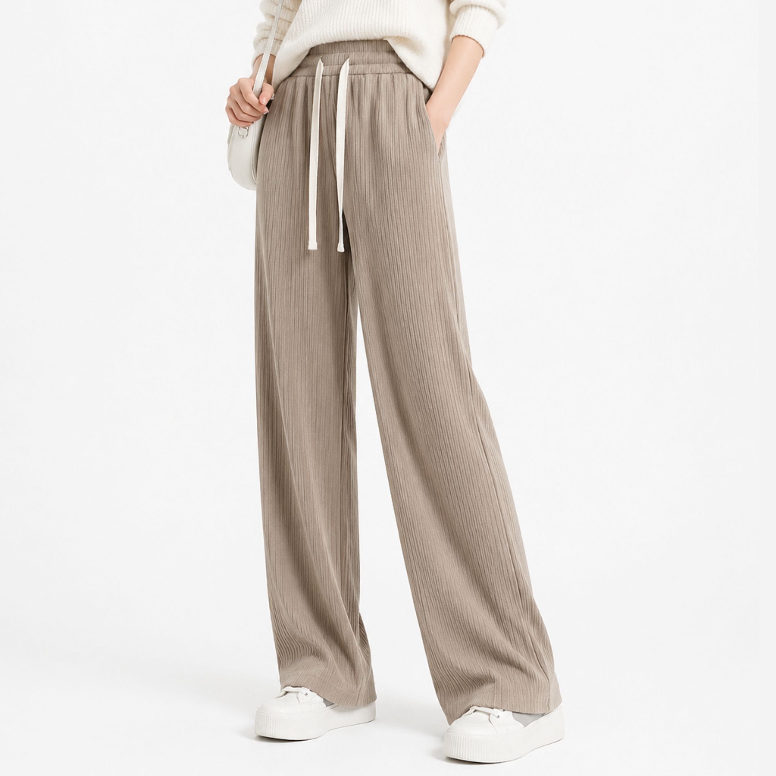 Alveraine | Women’s Tie Waist Wide-Leg Trousers – Relaxed Elegant Style