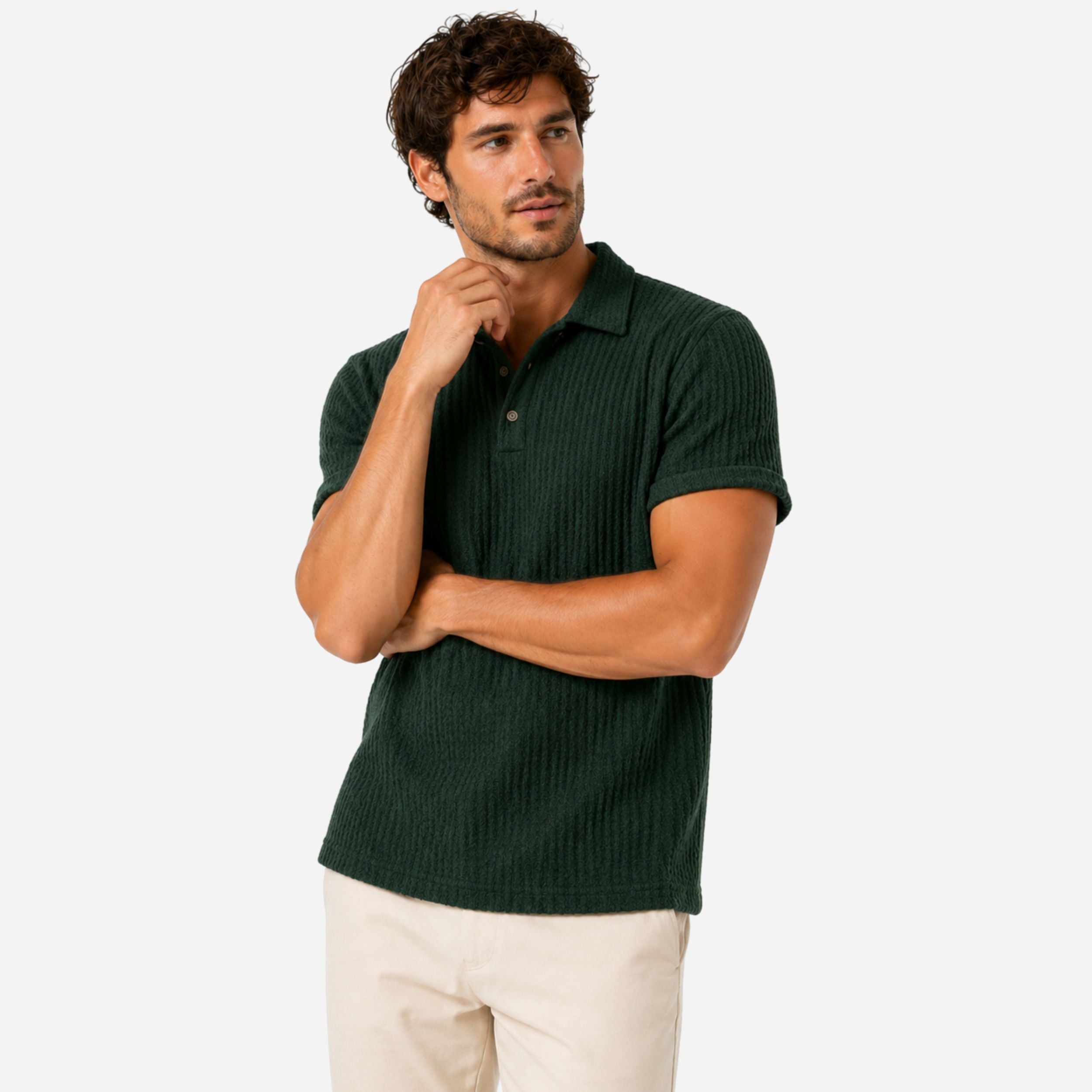 Alveraine | Men’s Classic Textured Polo Shirt – Refined Everyday Style