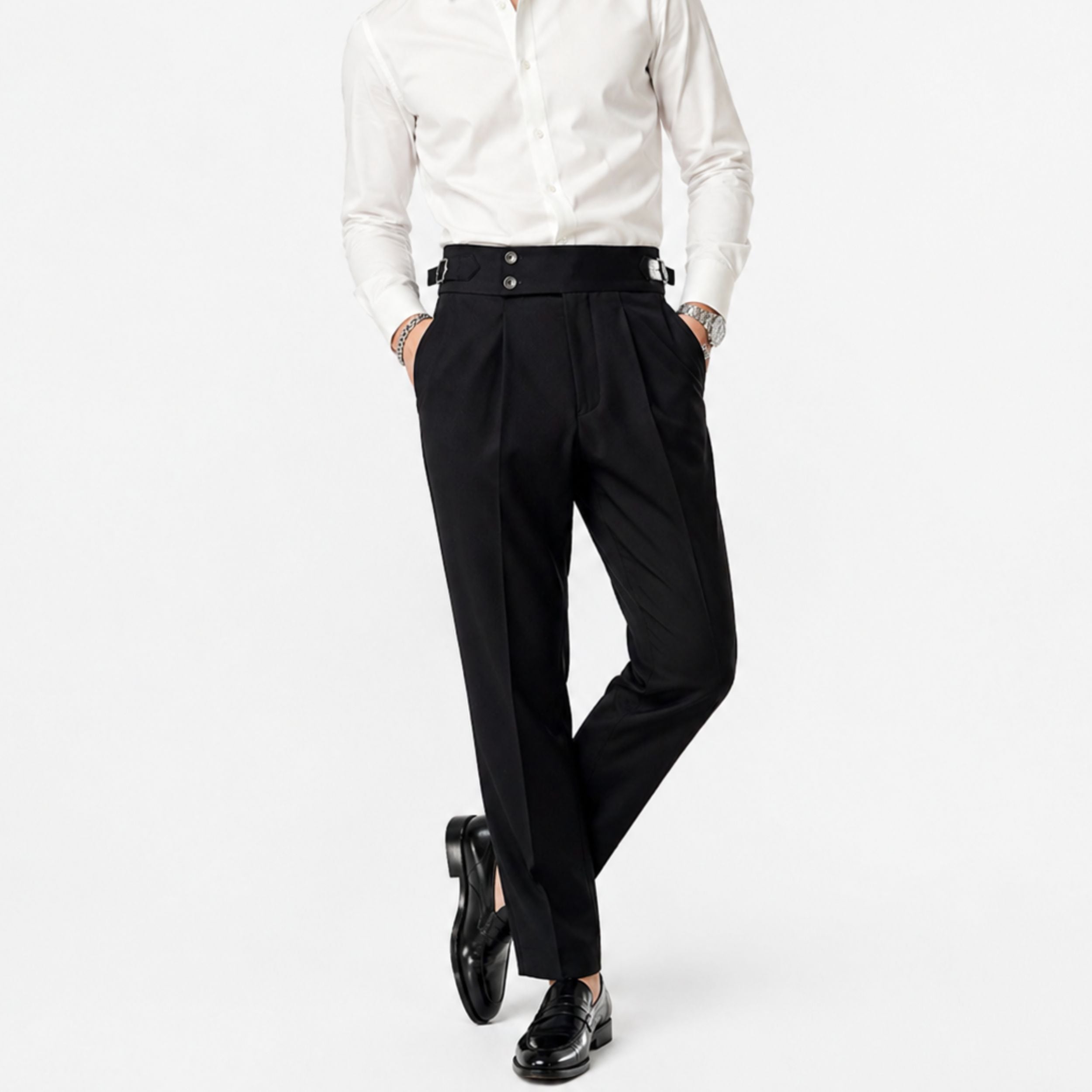 Alveraine | Men’s Relaxed-Fit Trousers – Double-Button Classic