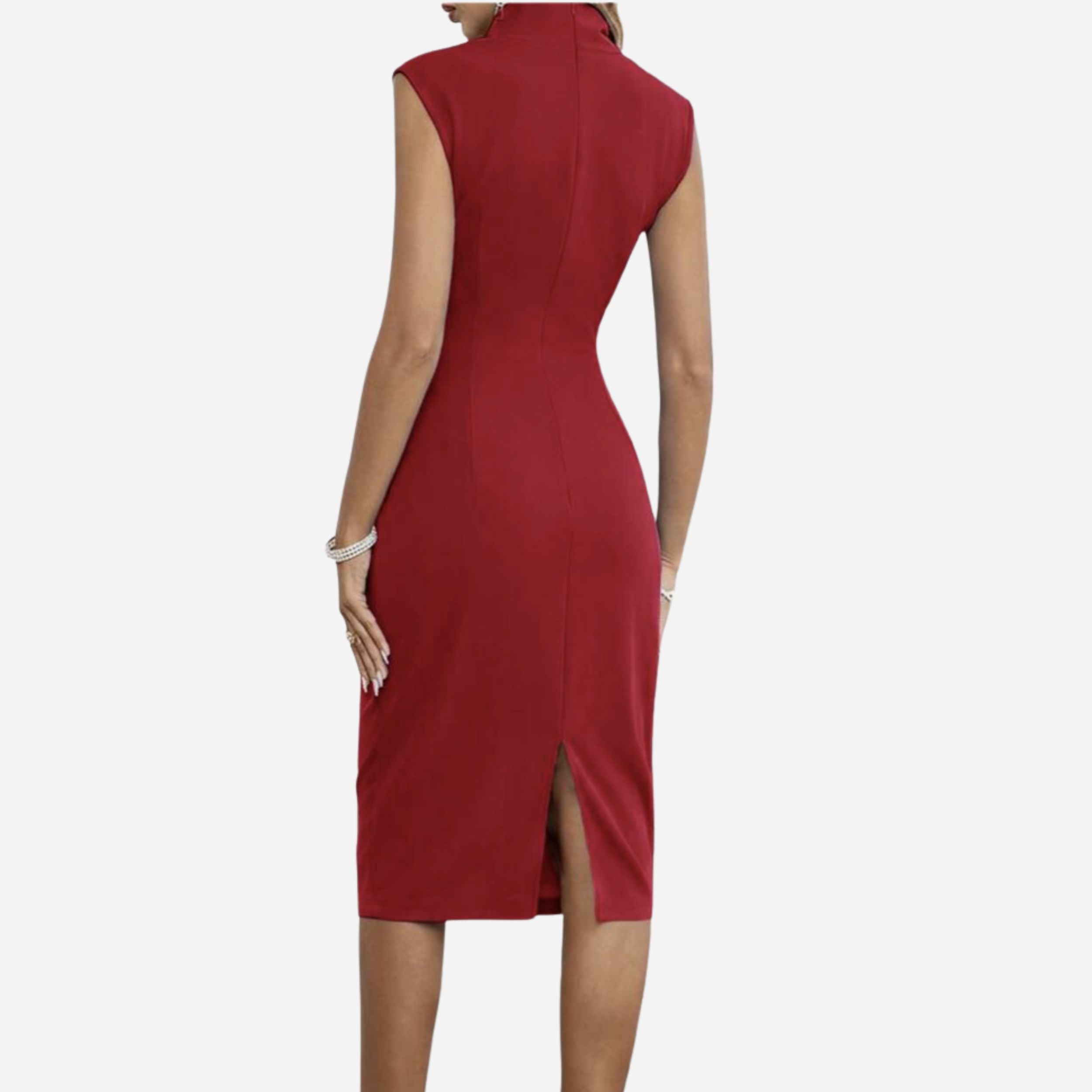 red textured bodycon dress Alveraine