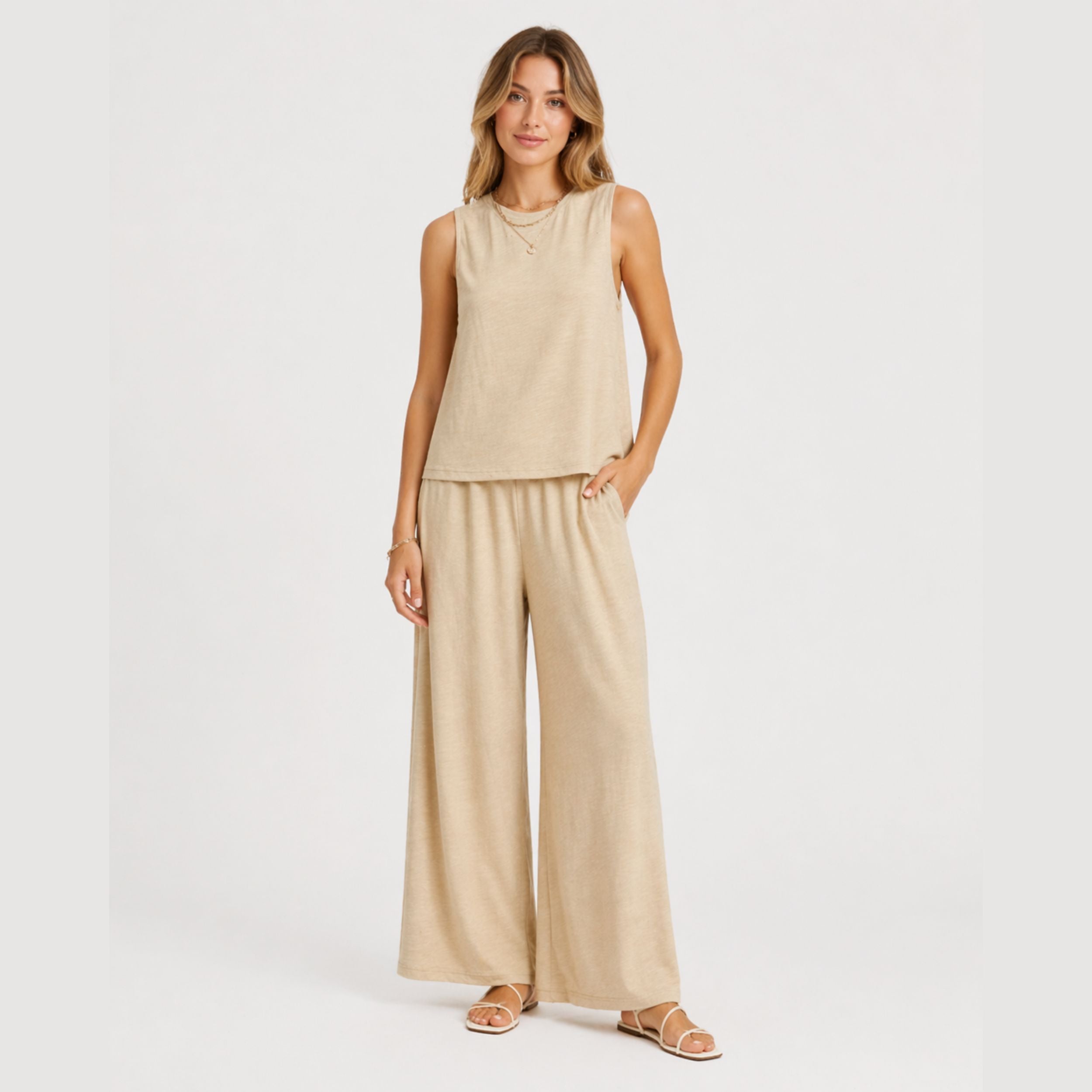Alveraine | Women’s Two-Piece Linen-Look Set – Elegant Summer Co-Ord