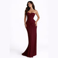 Alveraine | Women’s Strapless Ribbon Waist Evening Dress – Elegant Long Gown