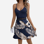 Alveraine | Women’s Lace Spliced Feather Print Slip Dress – Elegant Summer Style