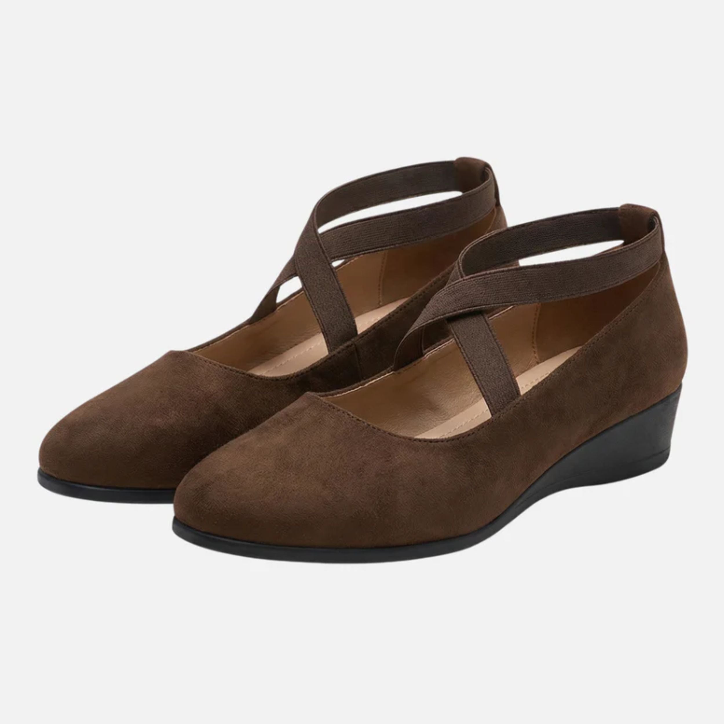 Alveraine | Women’s Faux Suede Wedge Ballerinas – Elegant Strap Style