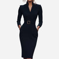 Alveraine | Women’s Belted Sheath Dress – Elegant Structured Style
