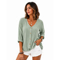 Alveraine | Blusa ligera de lino con escote en V para mujer – Estilo transpirable y elegante
