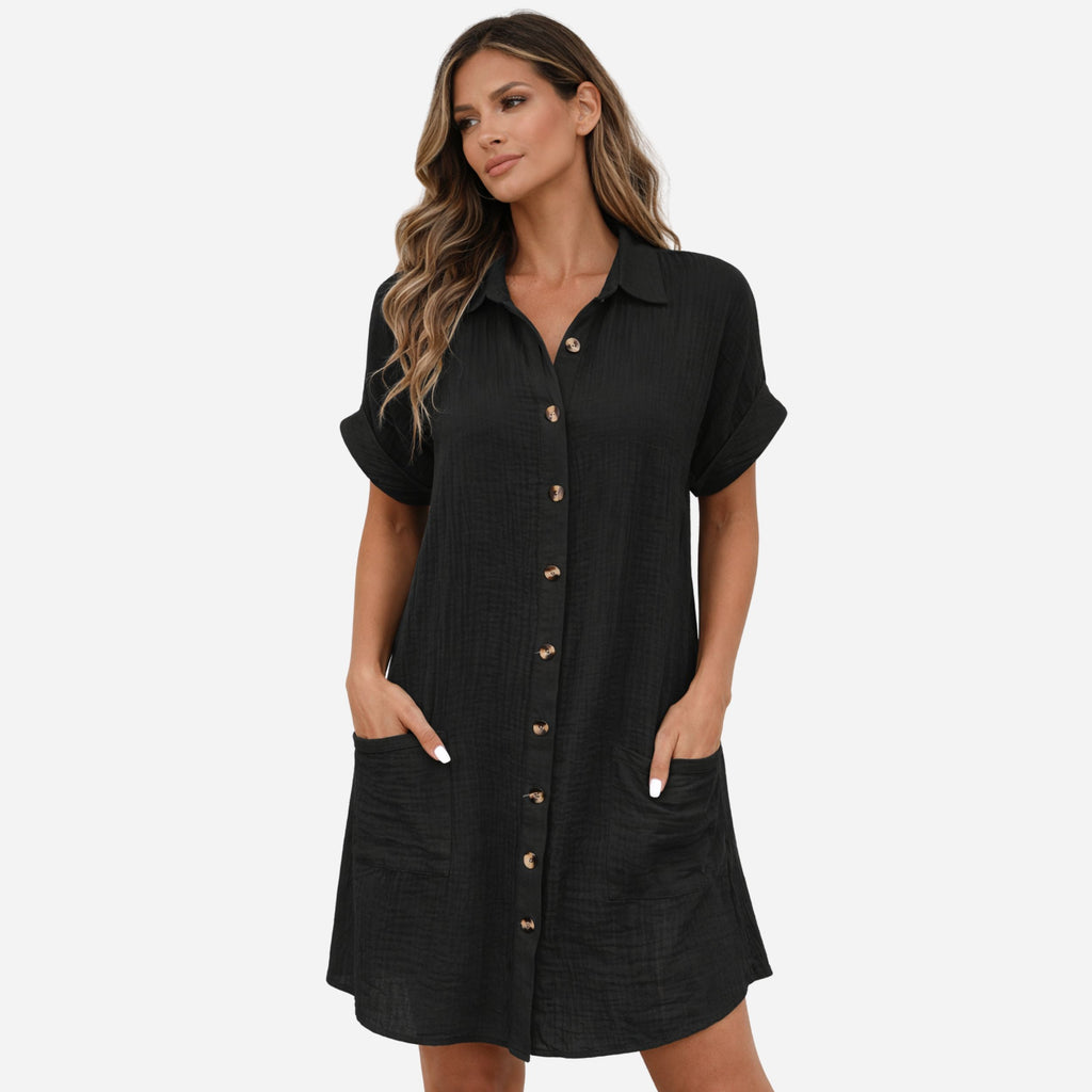 Alveraine | Women’s Single-Breasted Mid-Length Dress – Casual Elegant Style