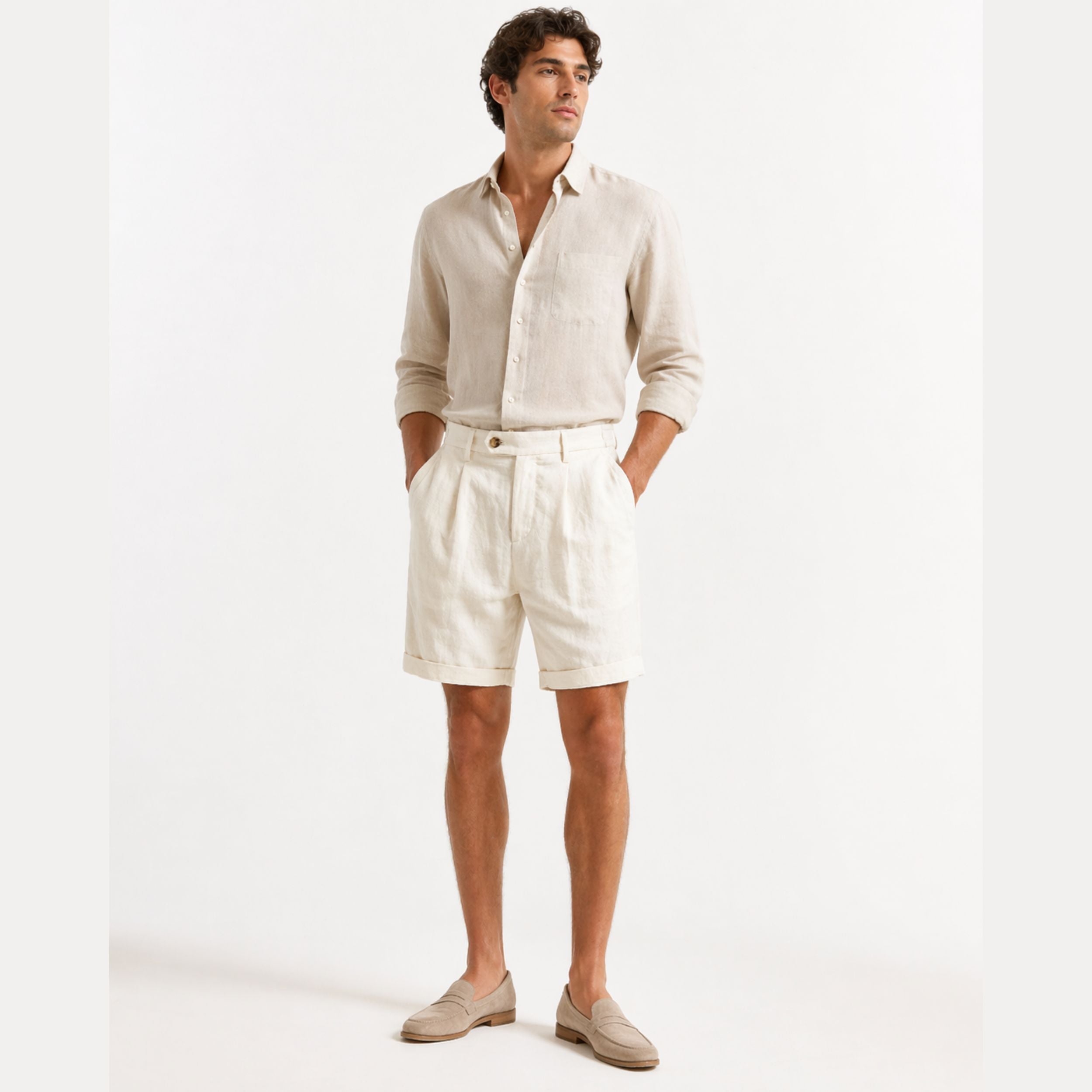 Alveraine | Short tailleur en lyocell coton pour homme – Style estival chic classique