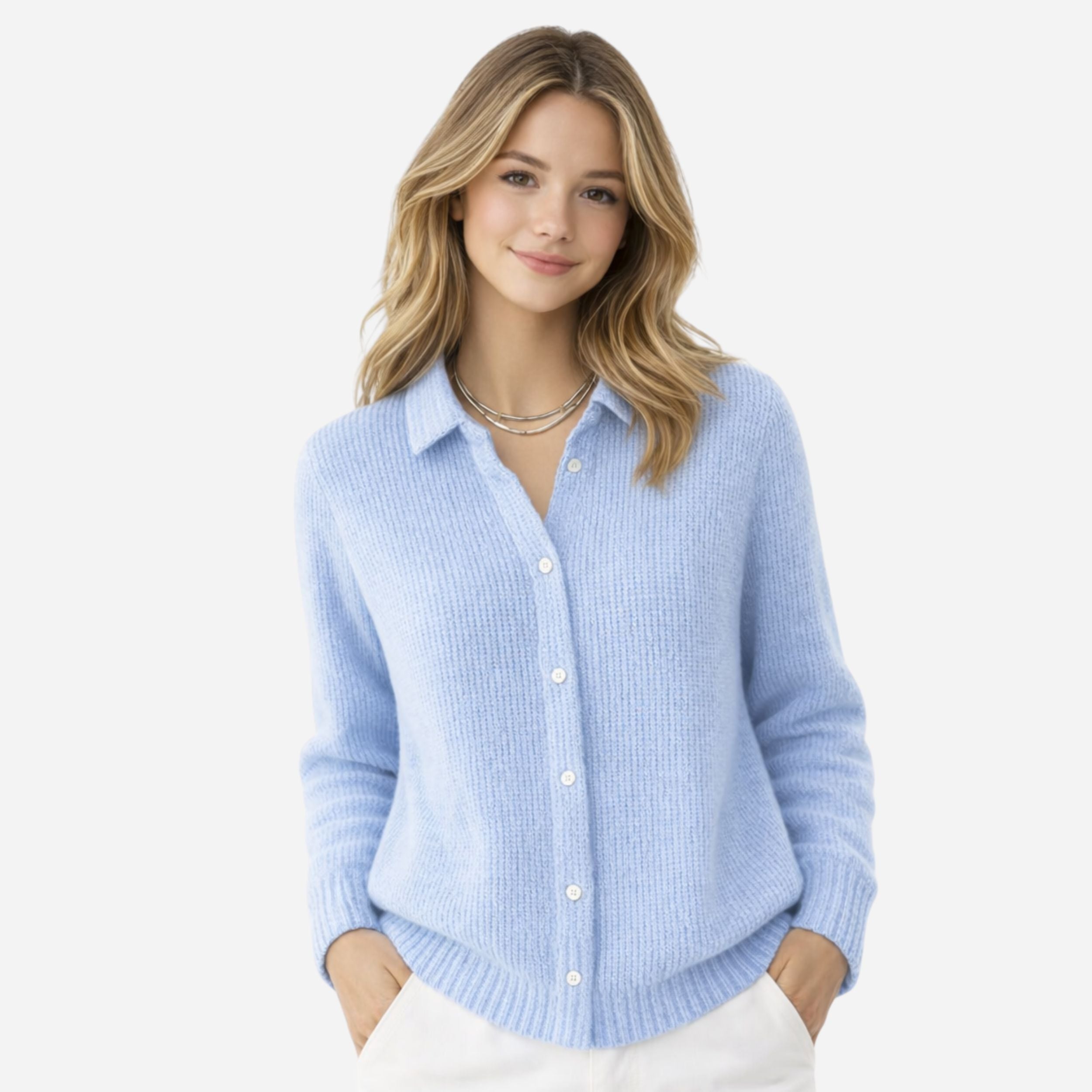Alveraine | Women’s Button-Up Knit Cardigan – Lapel Collar Soft Layer