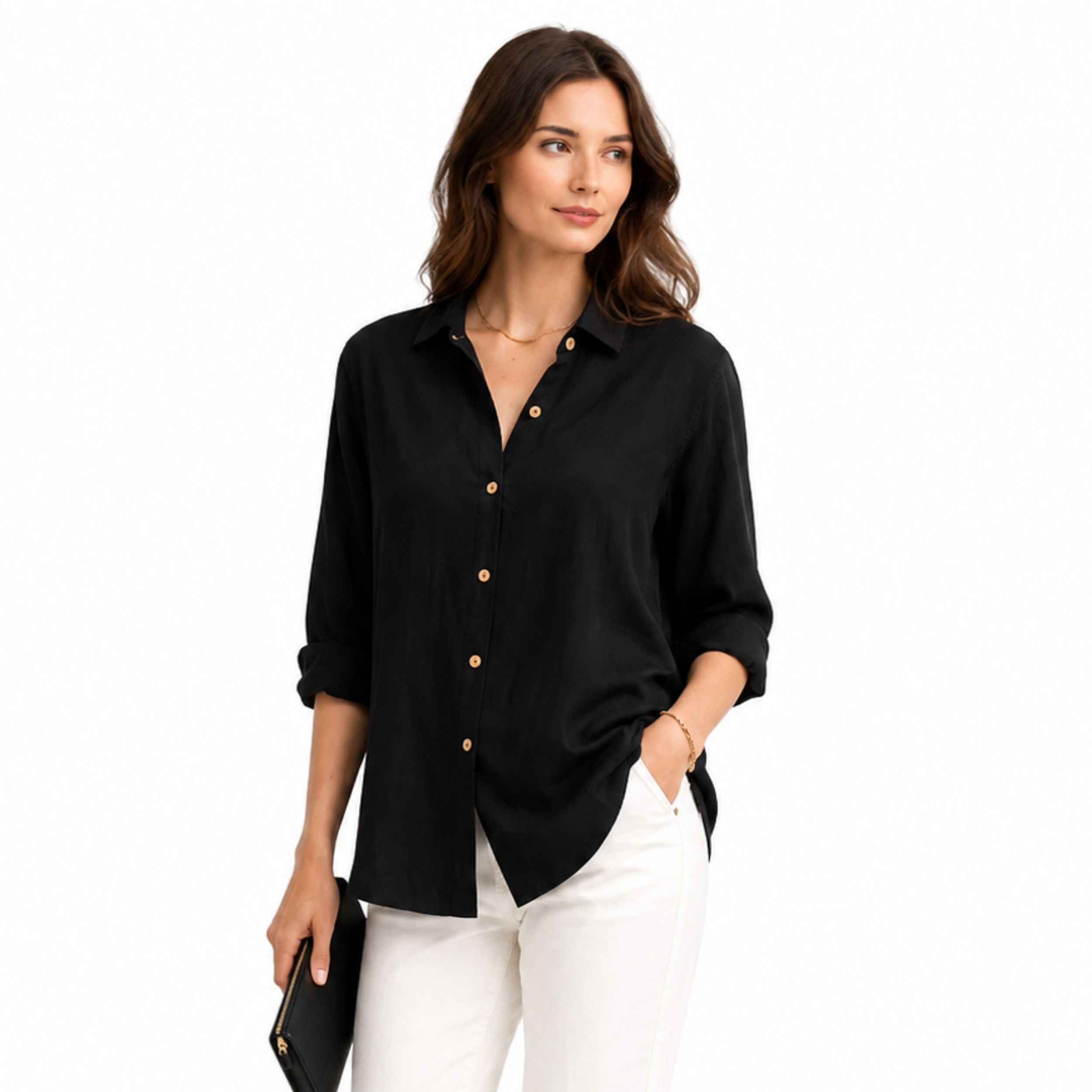 Alveraine | Blouse d’été légère pour femme – Style manches retroussées