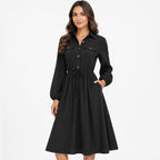 Alveraine | Women’s Button Tie Waist Shirt Dress – Elegant Everyday Style