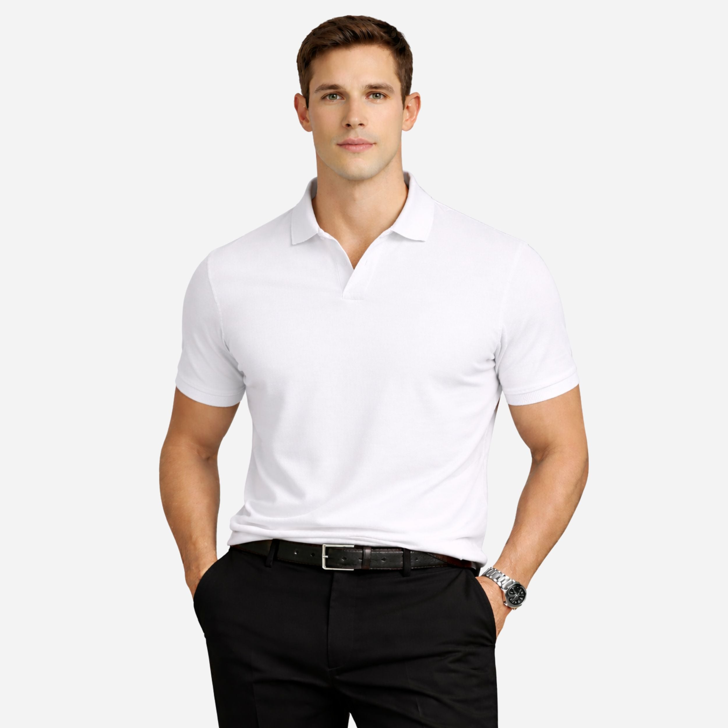 Alveraine | Men’s Slim Fit Knit Polo Shirt – Smart Casual Summer Style