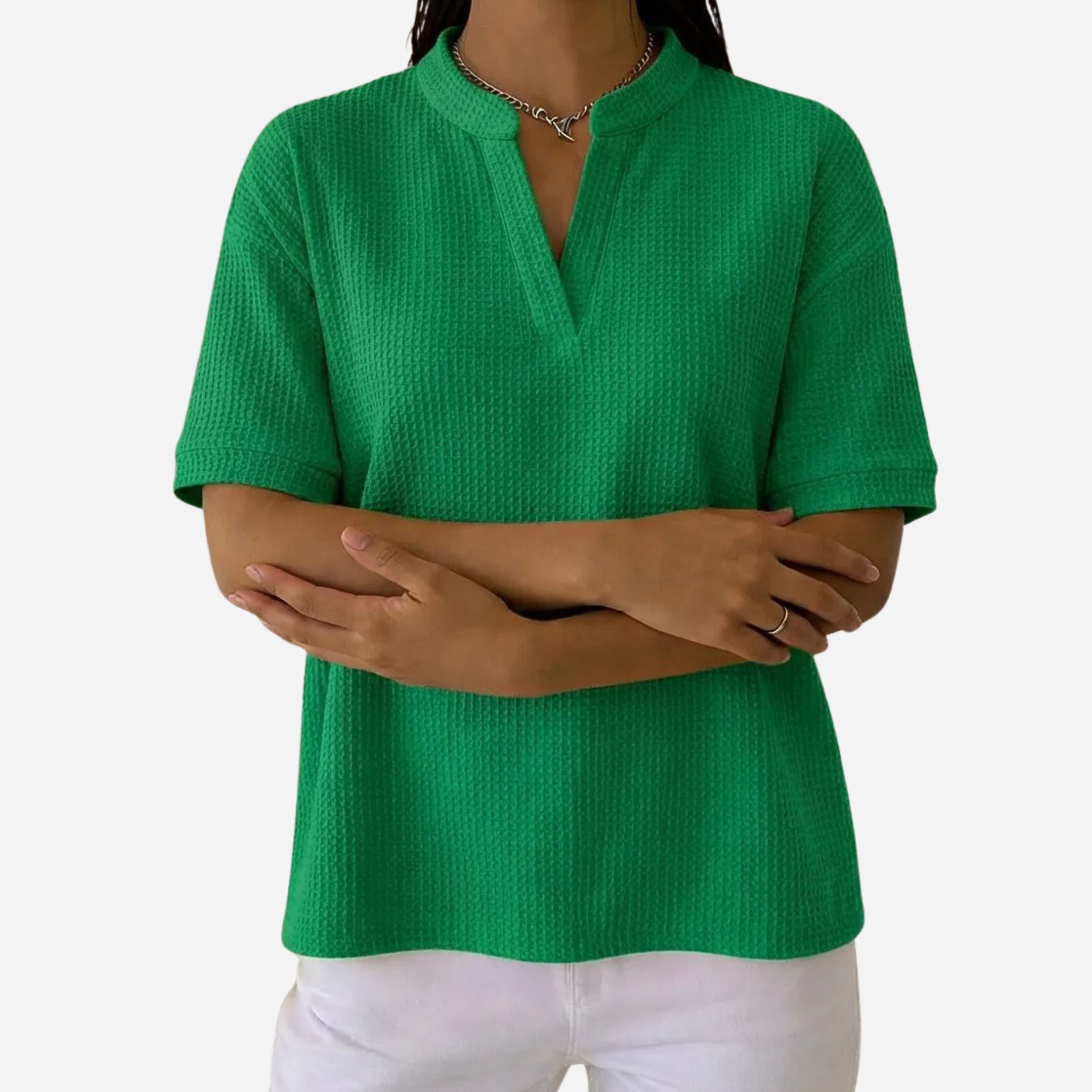 Alveraine | Women’s Waffle Knit Short Sleeve T-Shirt – Casual Comfort Style