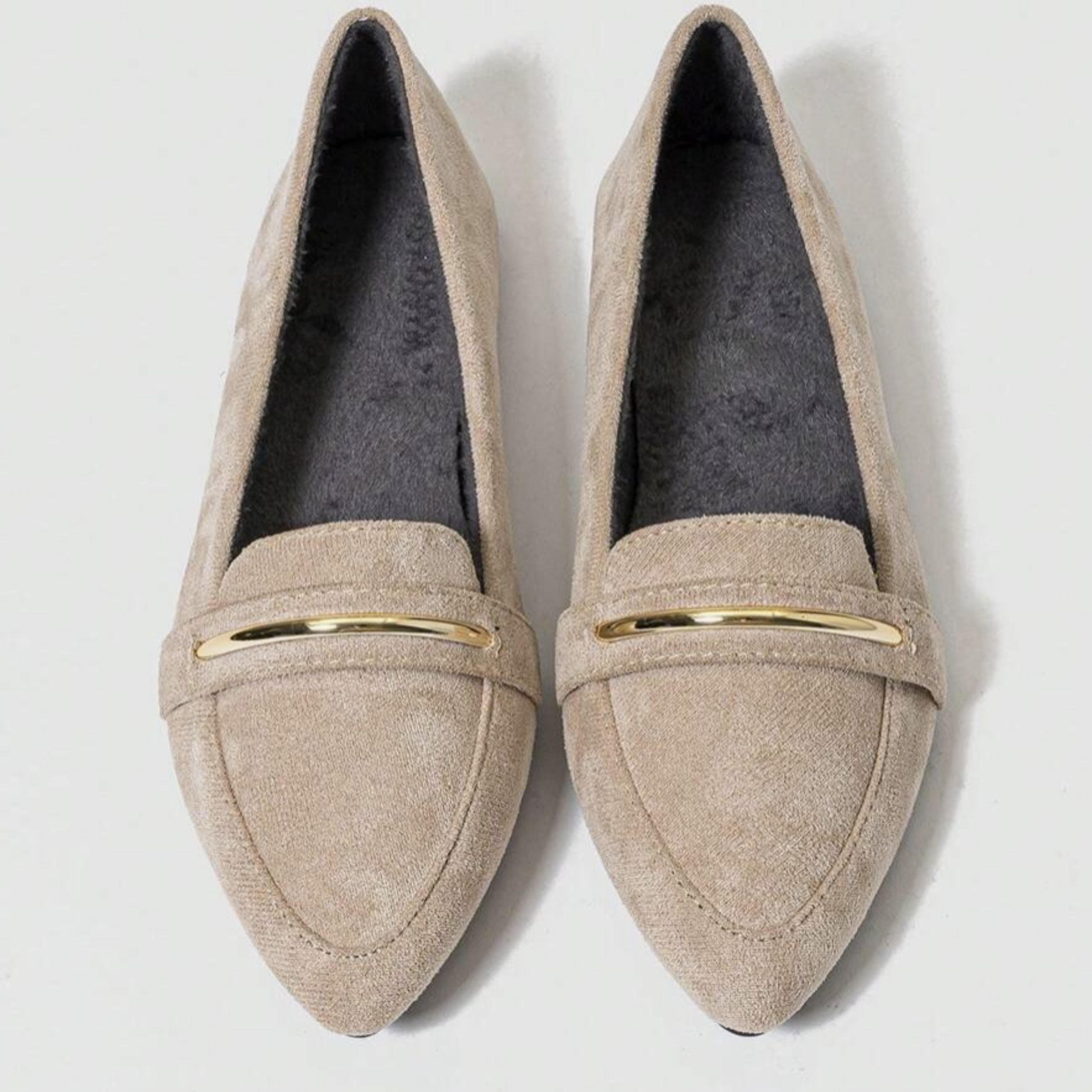 Alveraine | Women’s Point Toe Metal Detail Loafers – Modern Flat Style