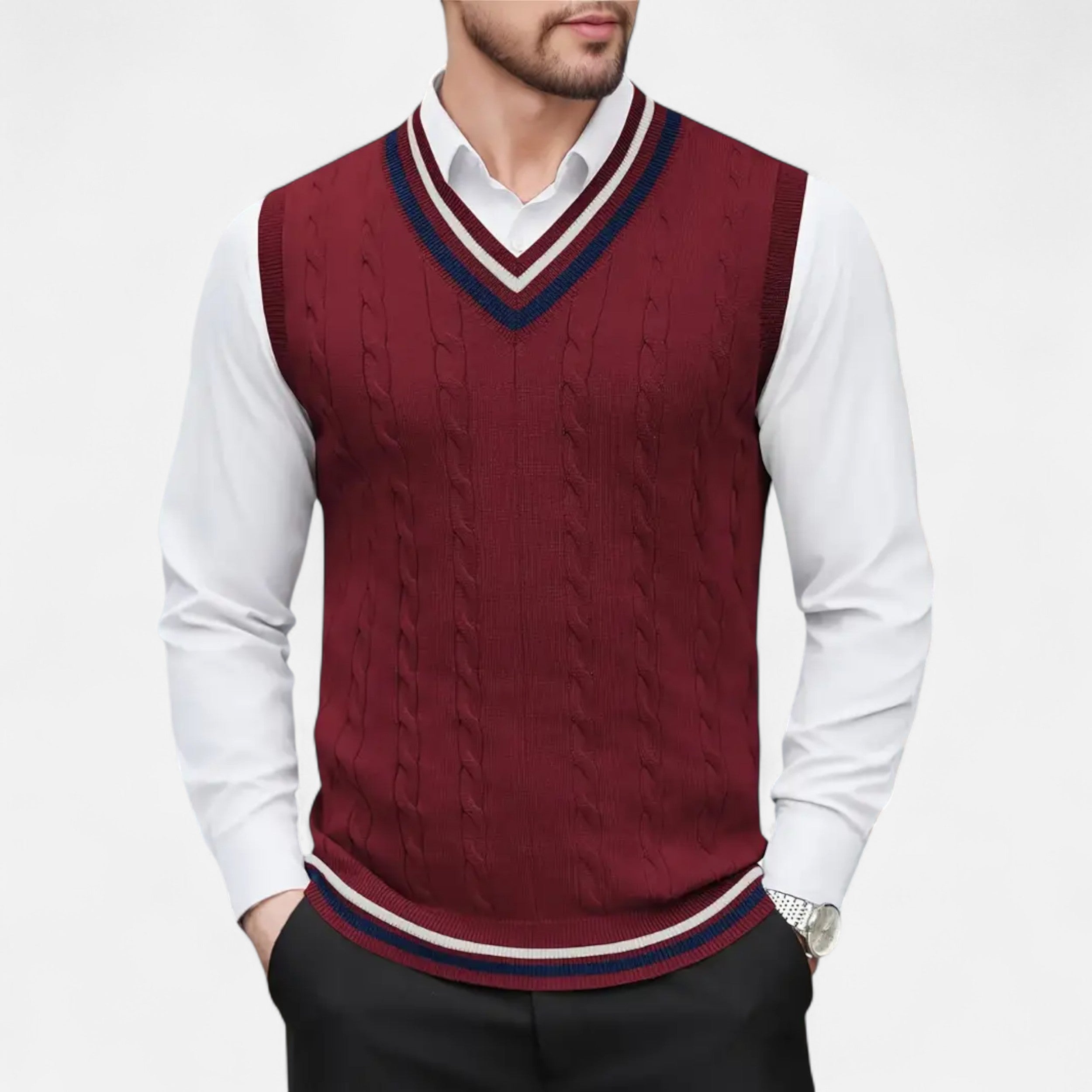 Lurvain | Men’s Knitted V-Neck Vest – Heritage Layers