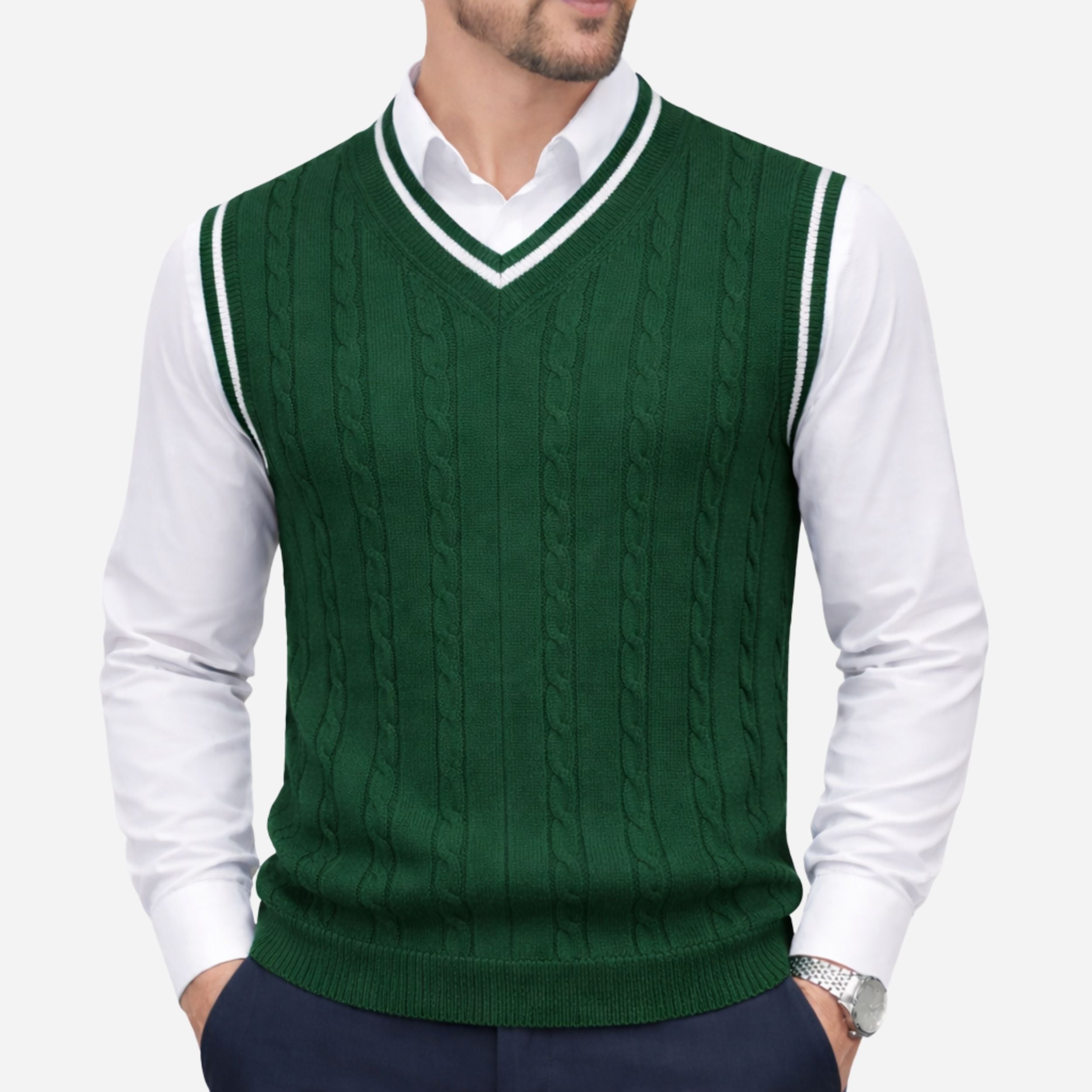 Alveraine | Men’s Knitted V-Neck Vest – Heritage Layers