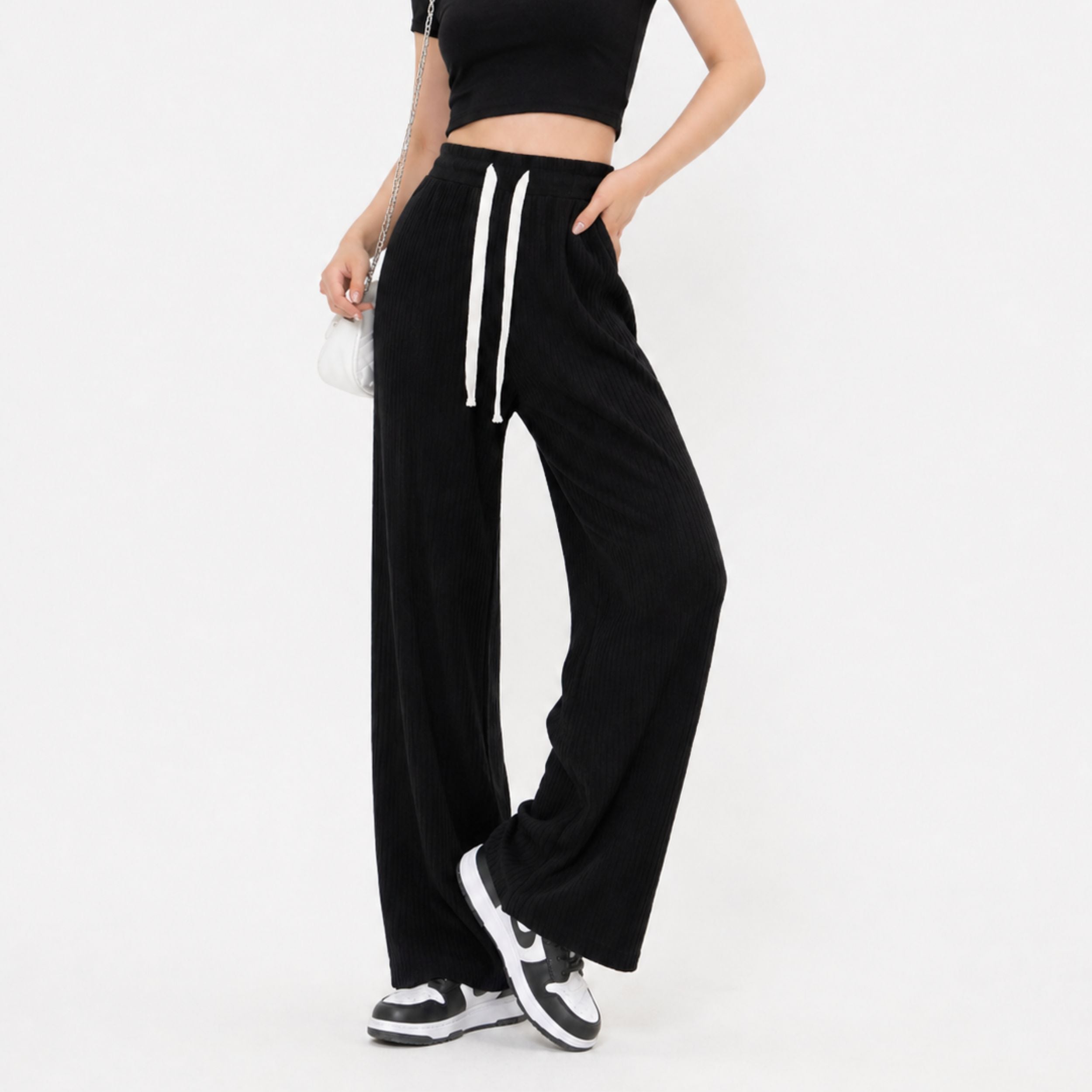 Alveraine | Women’s Tie Waist Wide-Leg Trousers – Relaxed Elegant Style