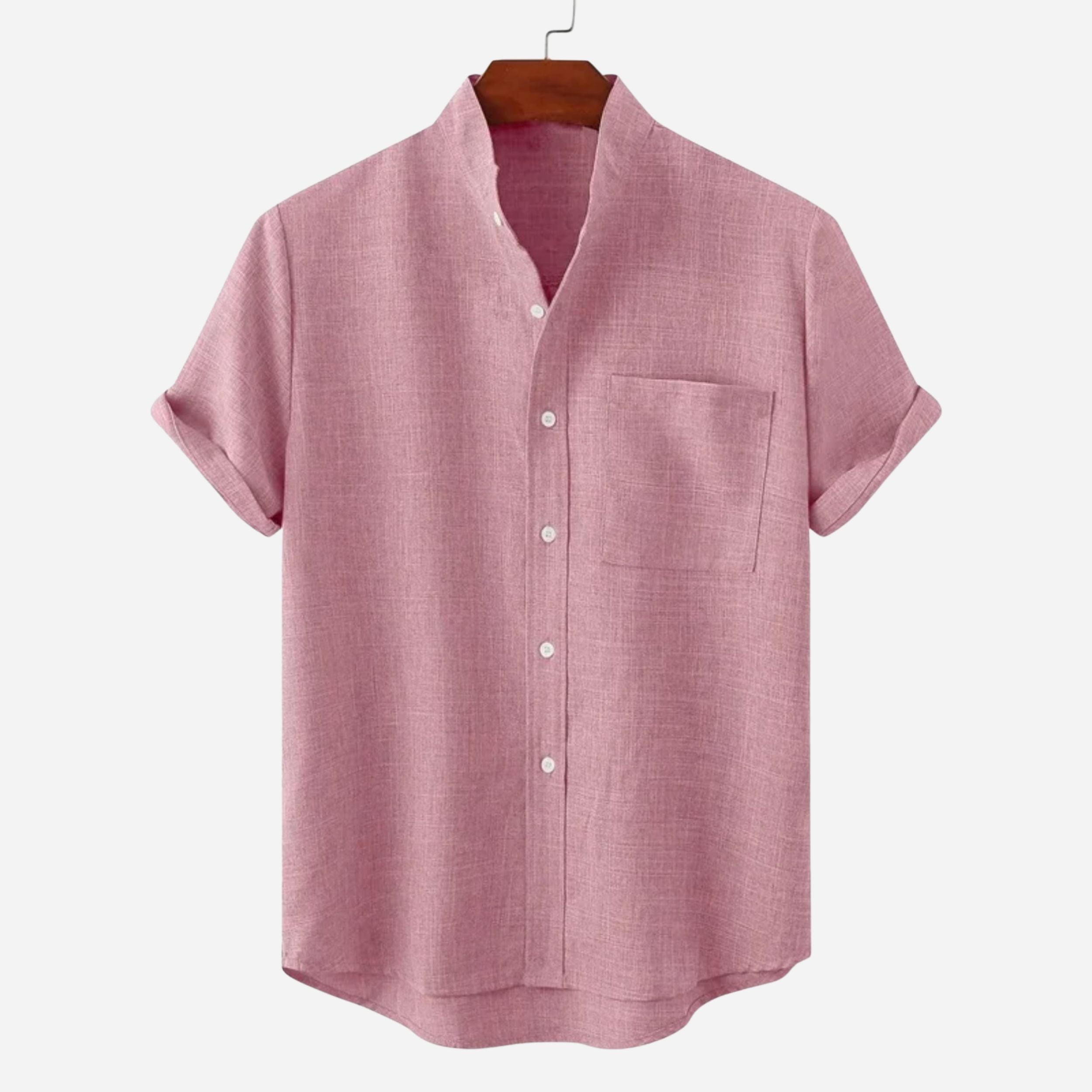 Alveraine | Men’s Cotton Linen Short Sleeve Shirt – Summer Casual Style