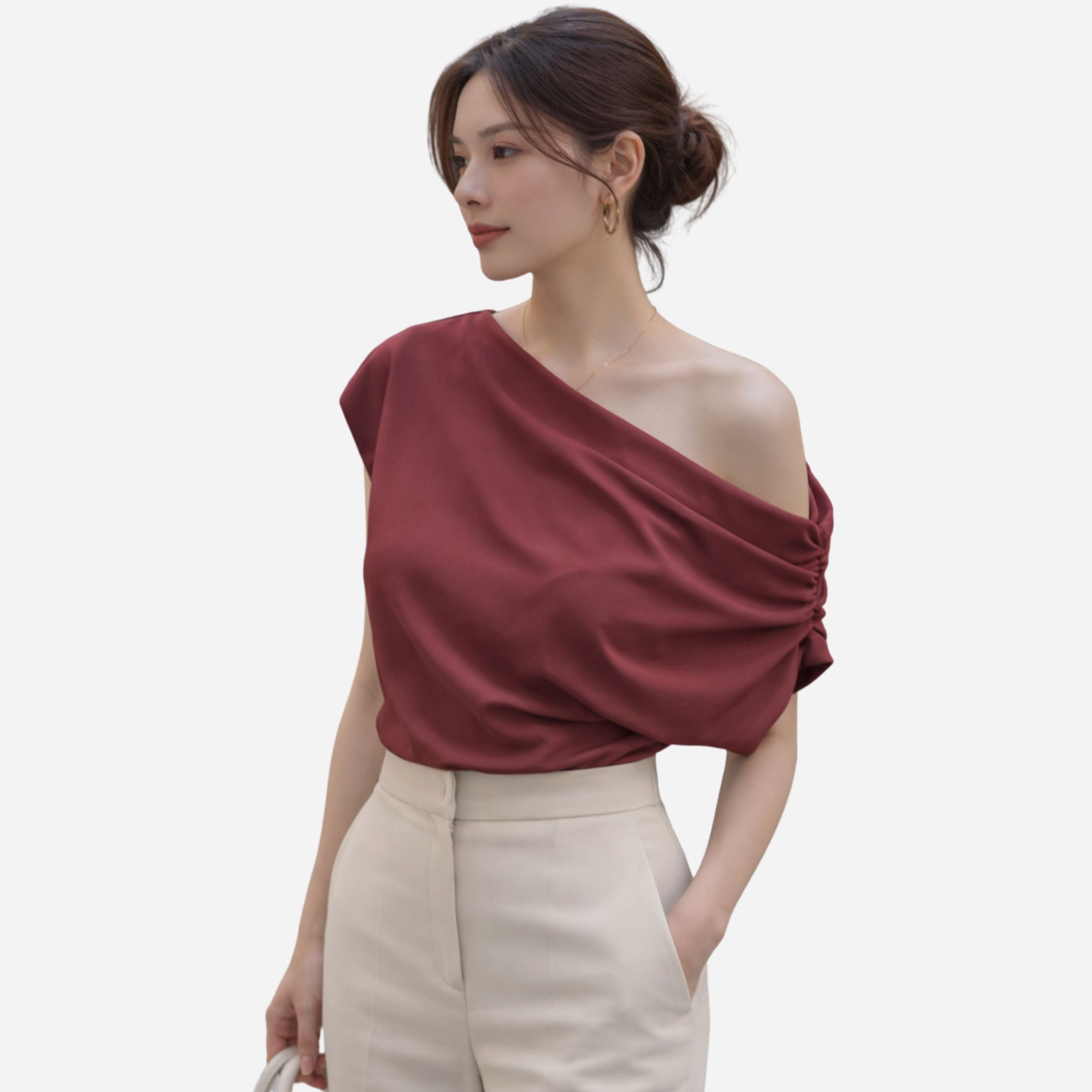 Alveraine | Women’s Irregular Shoulder Top – Modern Summer Style