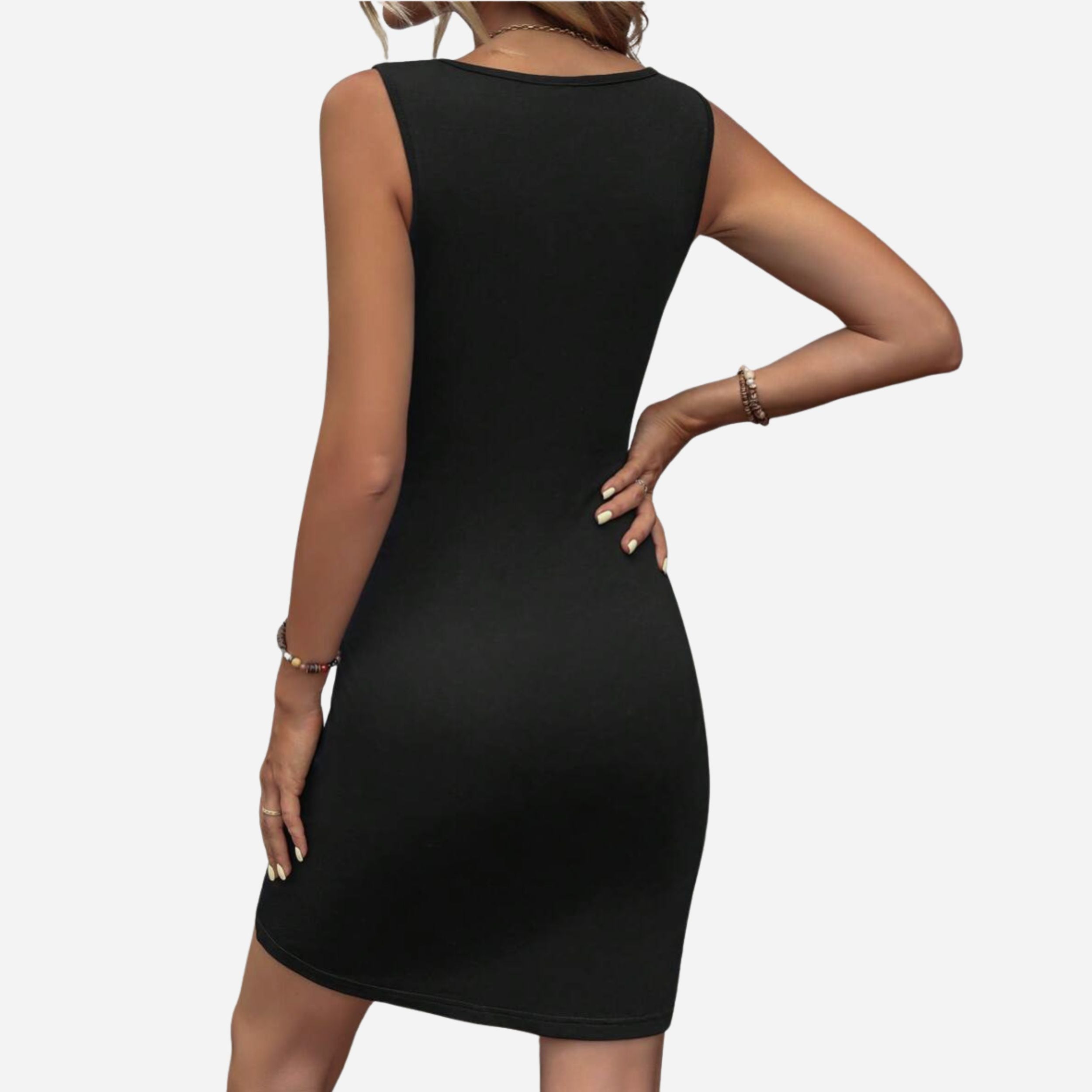 Alveraine | Women’s Button Detail Ruched Tank Dress – Tulip Hem Style