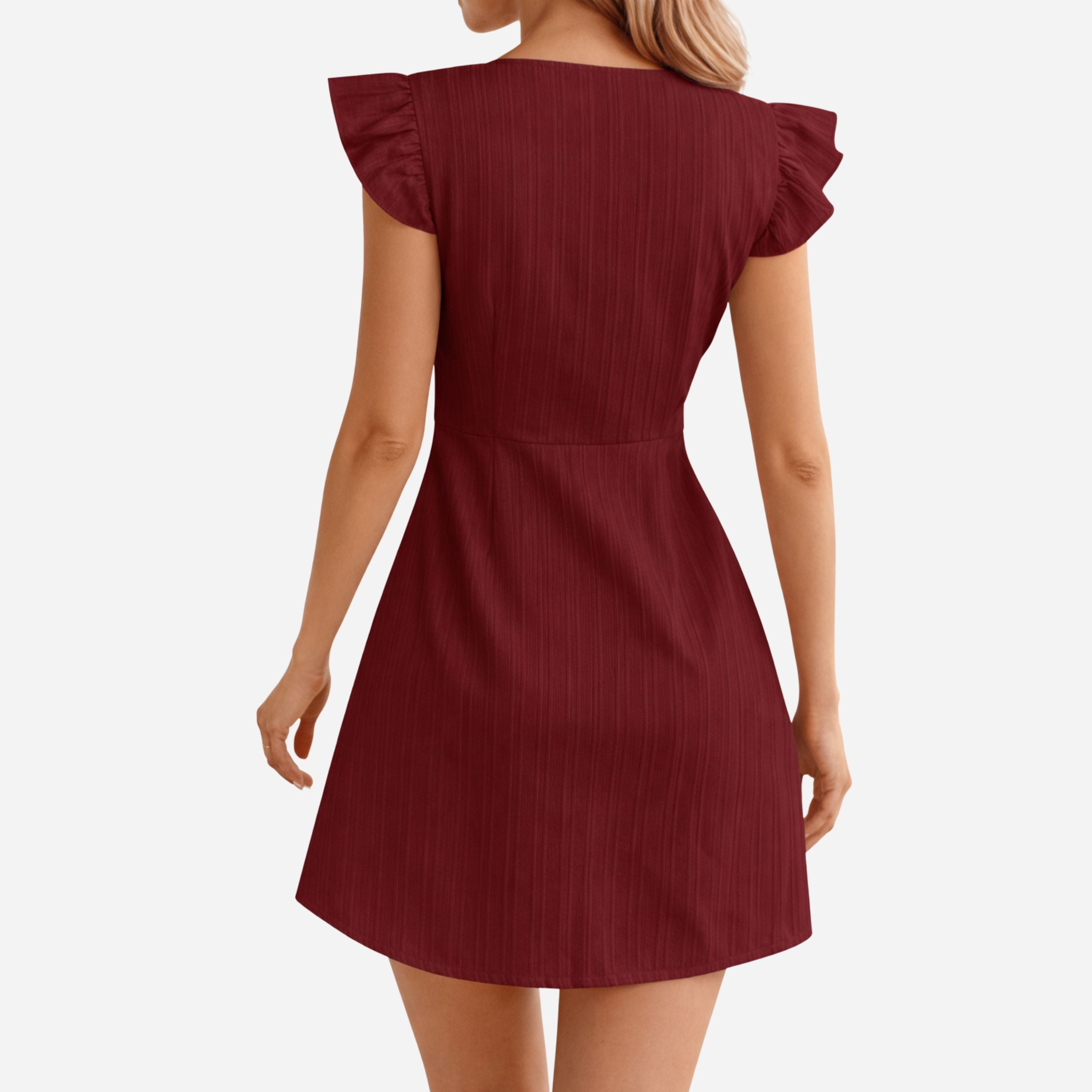 Alveraine | Women’s Deep V-Neck Ruffle Hem Dress – Elegant Flowing Style