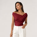 Alveraine | Women's Elegant Shoulder Top Blouse - Draped Refined Style