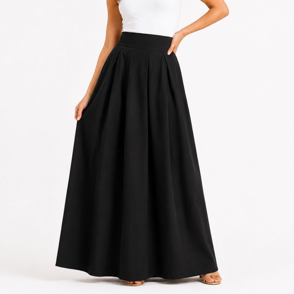 Alveraine | Women's High-Waisted A-Line Maxi Skirt - Elegant Flowing Style