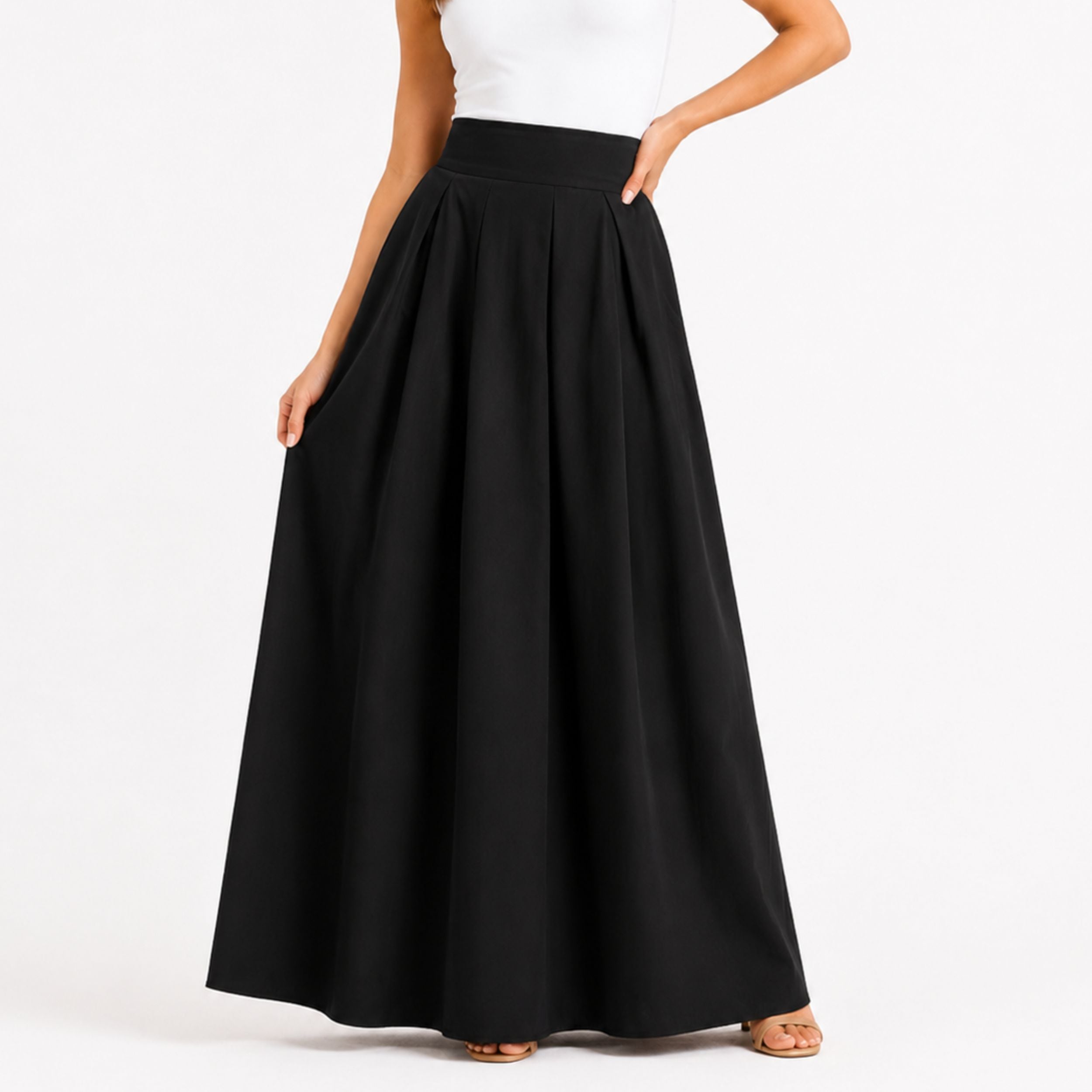 Alveraine | Women's High-Waisted A-Line Maxi Skirt - Elegant Flowing Style