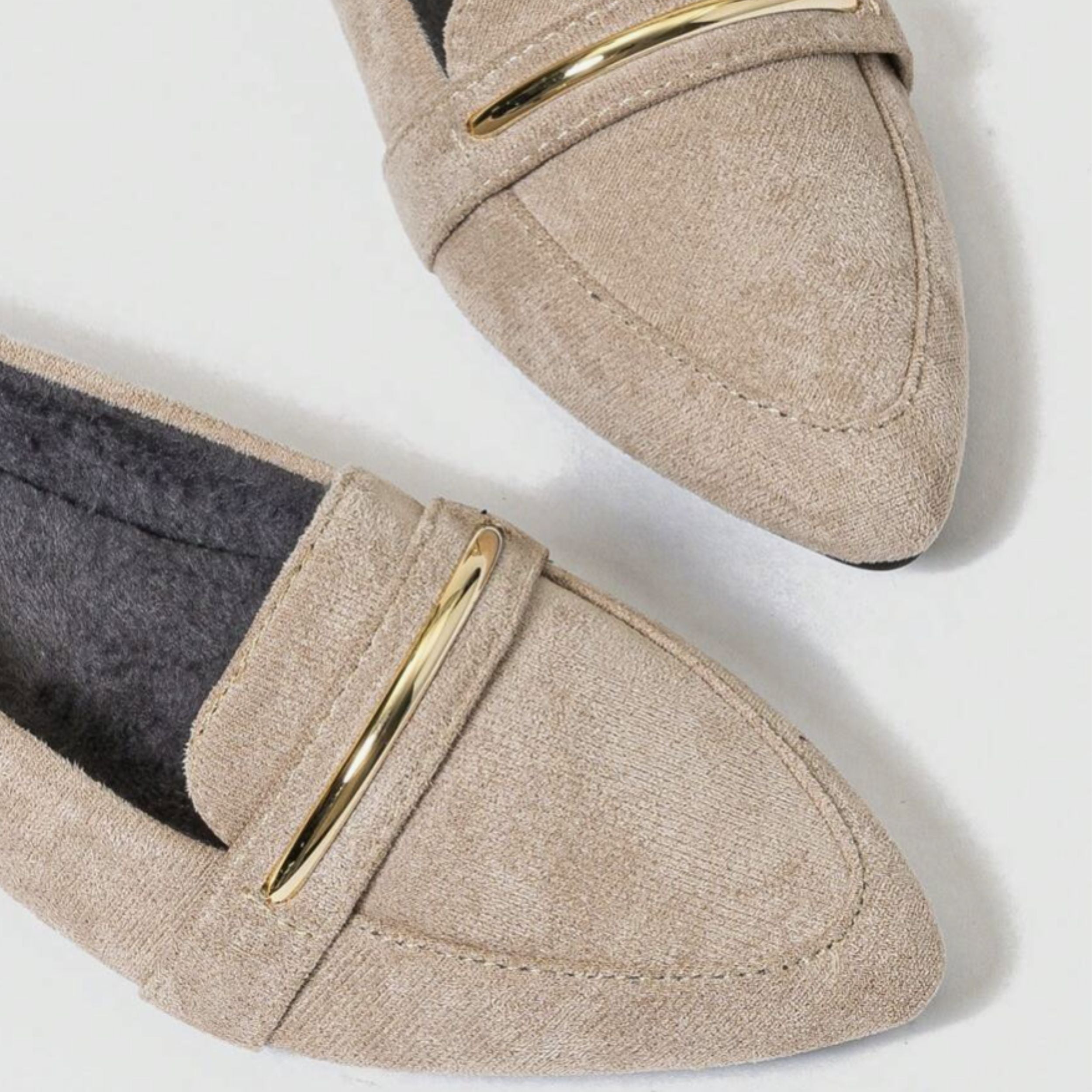 Alveraine | Women’s Point Toe Metal Detail Loafers – Modern Flat Style