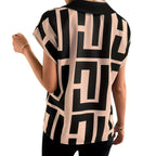 Alveraine | Geometric V-Neck Blouse
