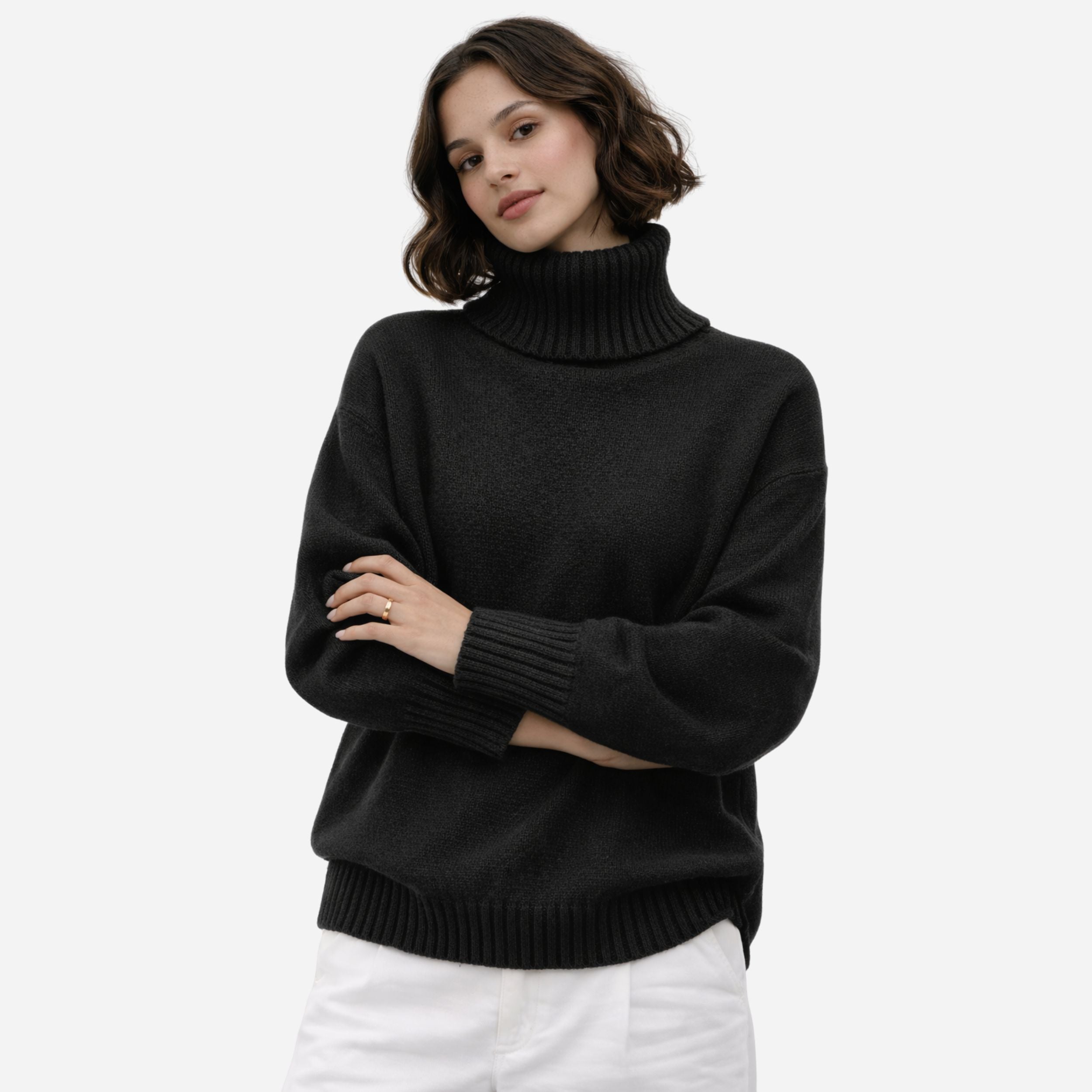 Alveraine | Women’s Turtleneck Lapel Knit Sweater