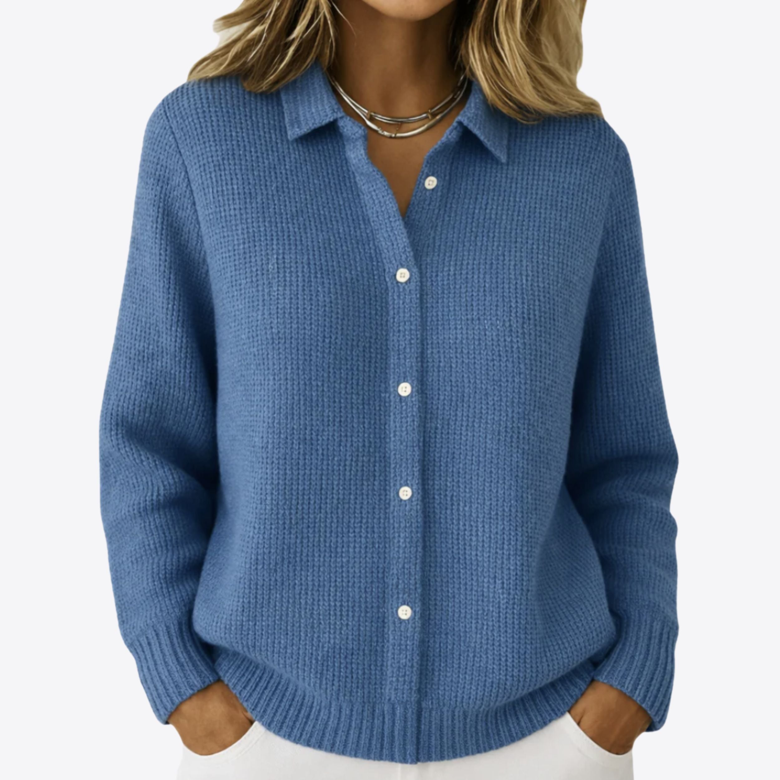 Alveraine | Women’s Button-Up Knit Cardigan – Lapel Collar Soft Layer