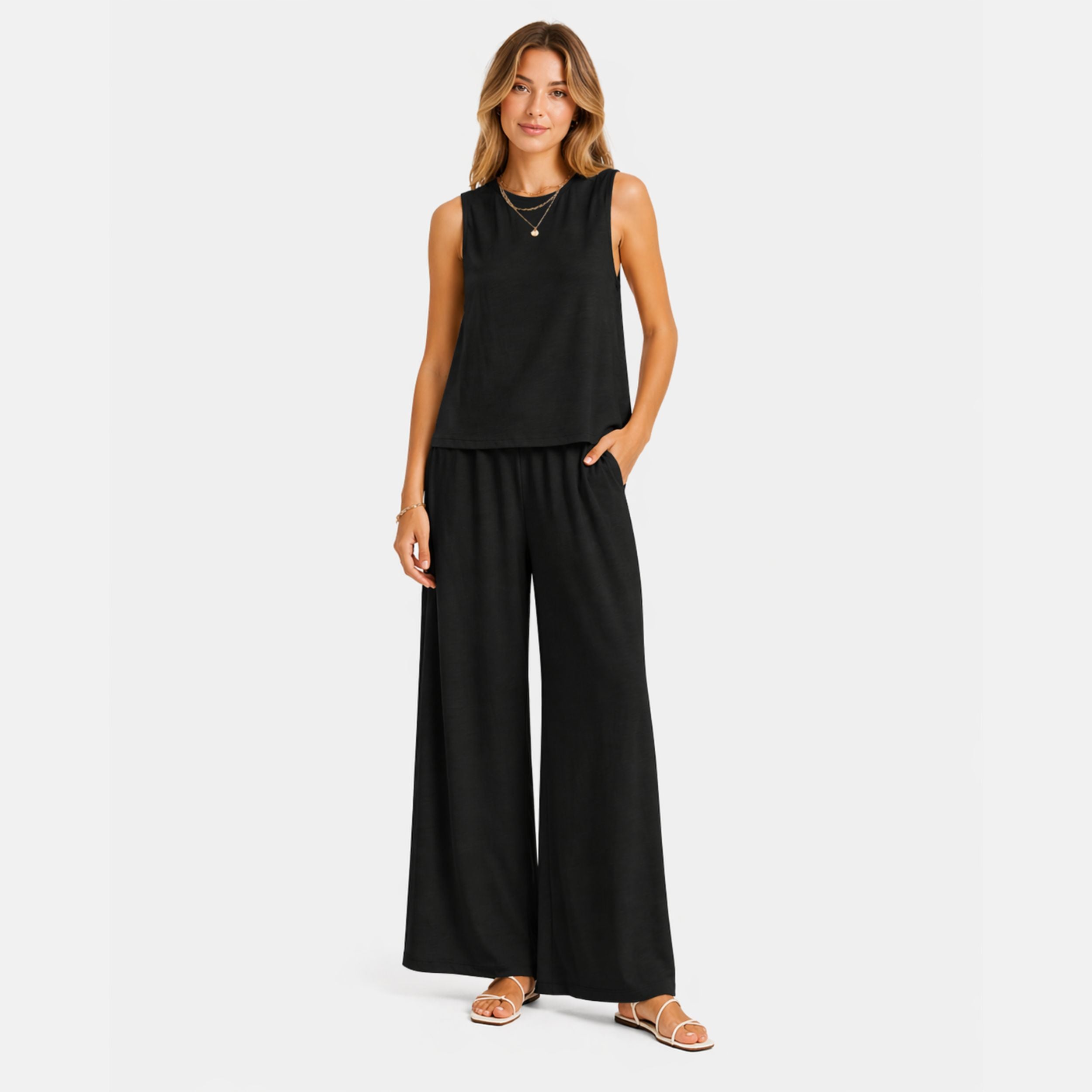 Alveraine | Women’s Two-Piece Linen-Look Set – Elegant Summer Co-Ord