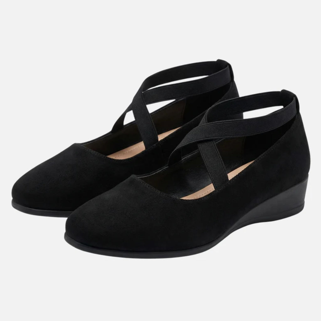 Alveraine | Women’s Faux Suede Wedge Ballerinas – Elegant Strap Style