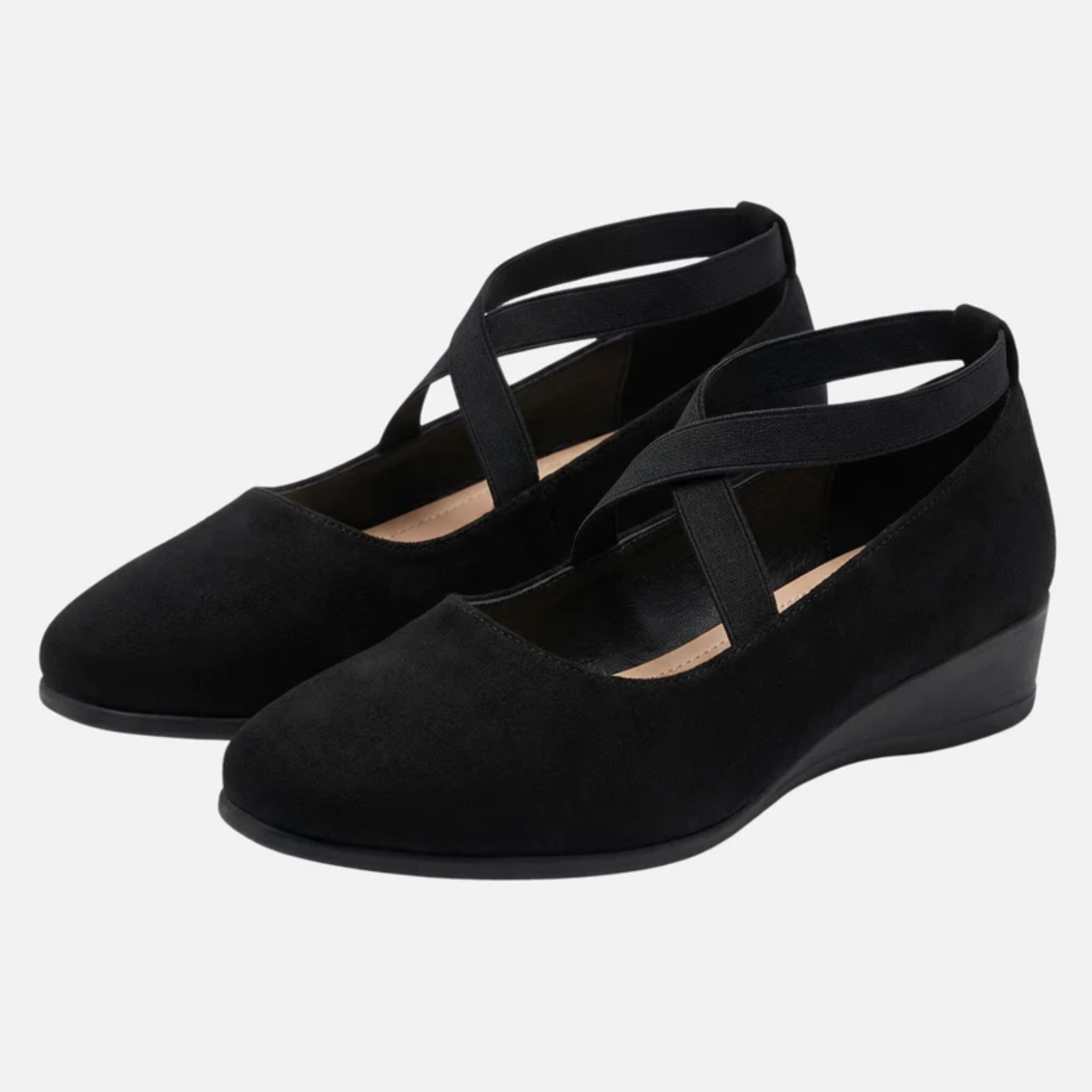 Alveraine | Women’s Faux Suede Wedge Ballerinas – Elegant Strap Style