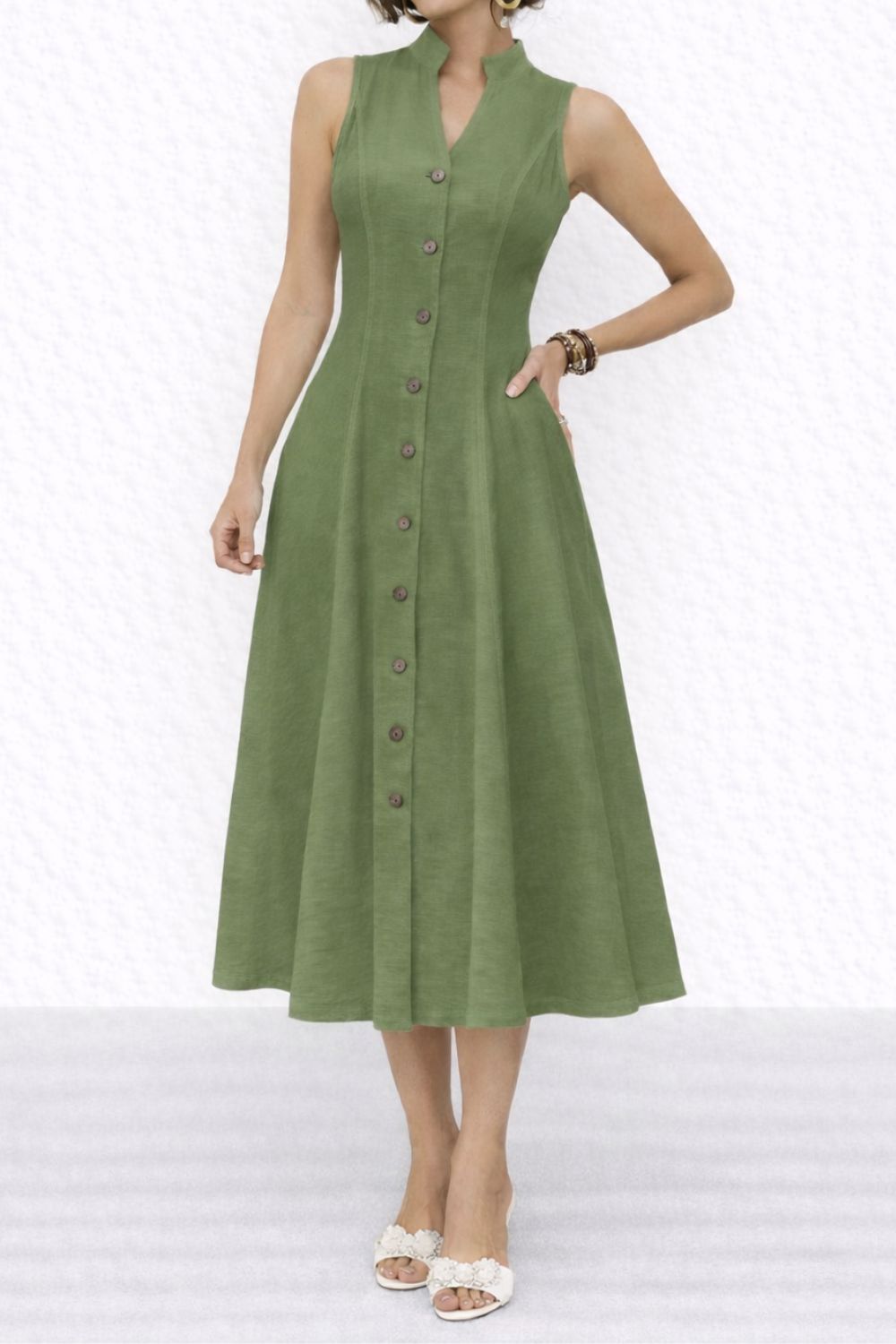 Alveraine | Women’s Geometric Print Button Dress