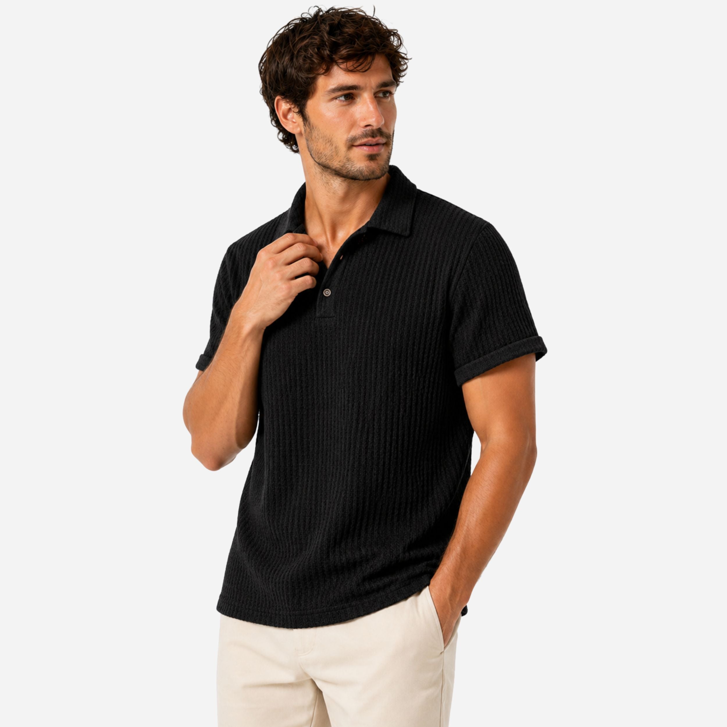 Alveraine | Men’s Classic Textured Polo Shirt – Refined Everyday Style