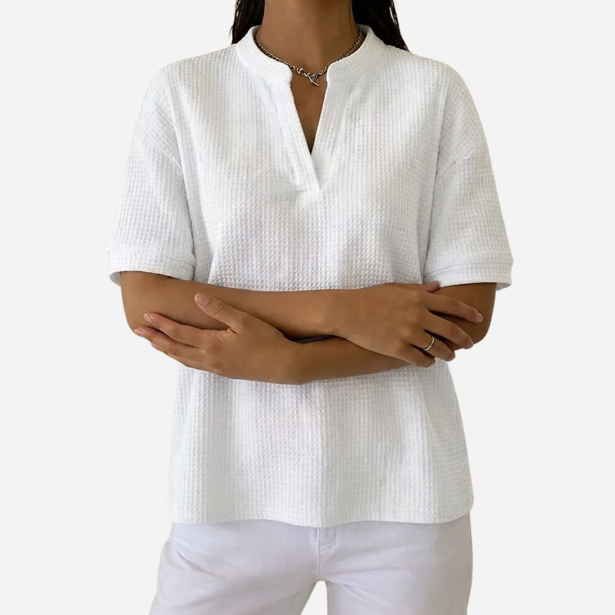 Alveraine | Women’s Waffle Knit Short Sleeve T-Shirt – Casual Comfort Style