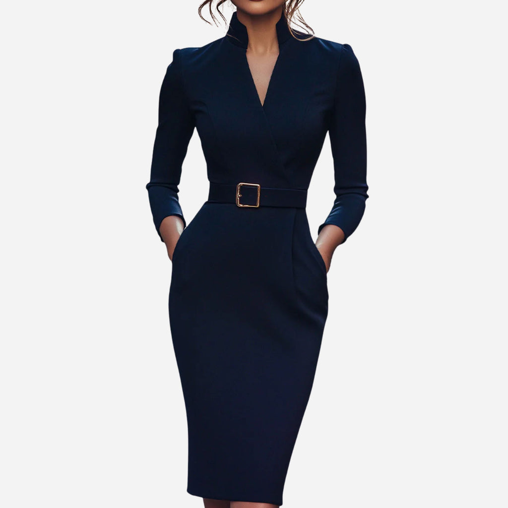 Alveraine | Women’s Belted Sheath Dress – Elegant Structured Style