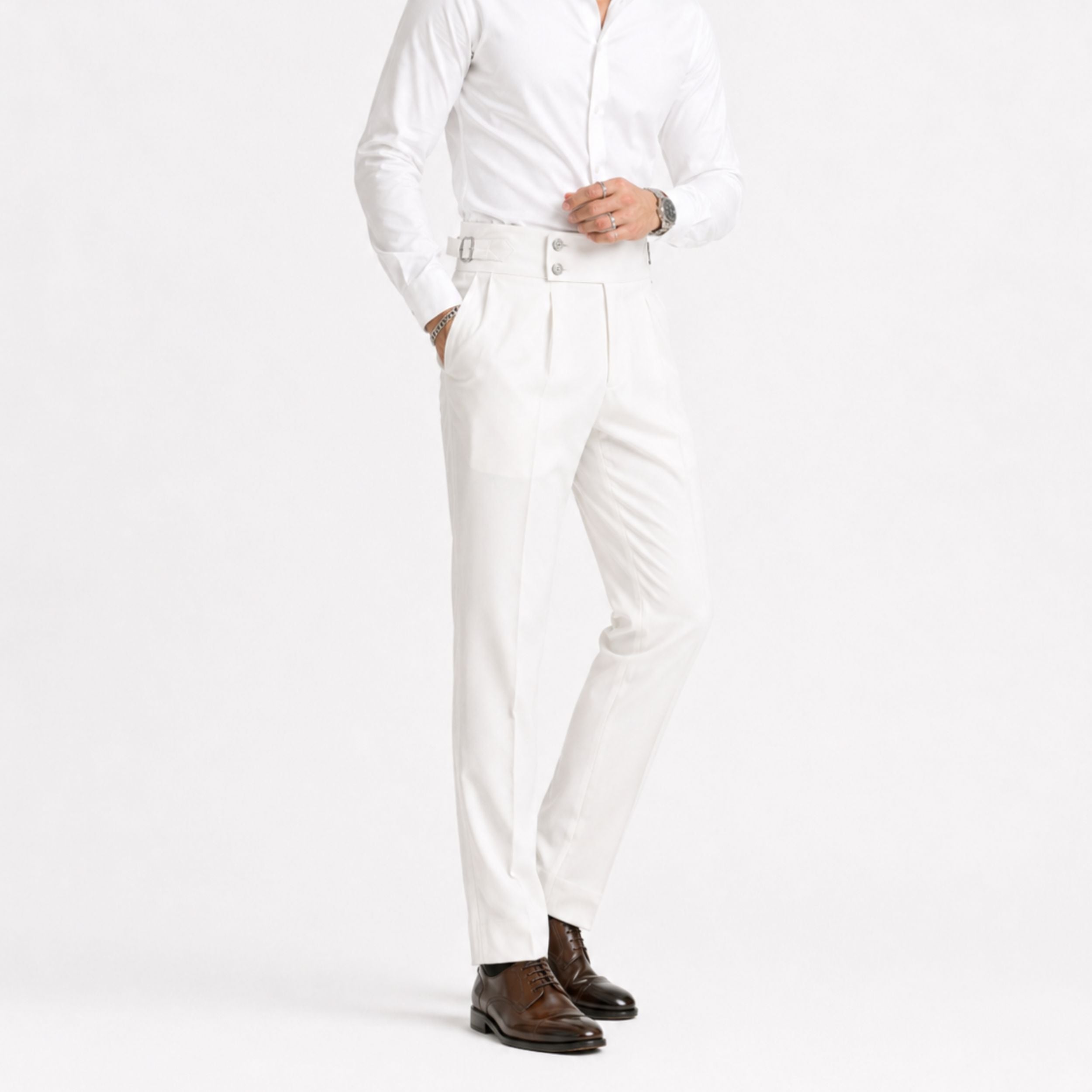 Alveraine | Men’s Relaxed-Fit Trousers – Double-Button Classic